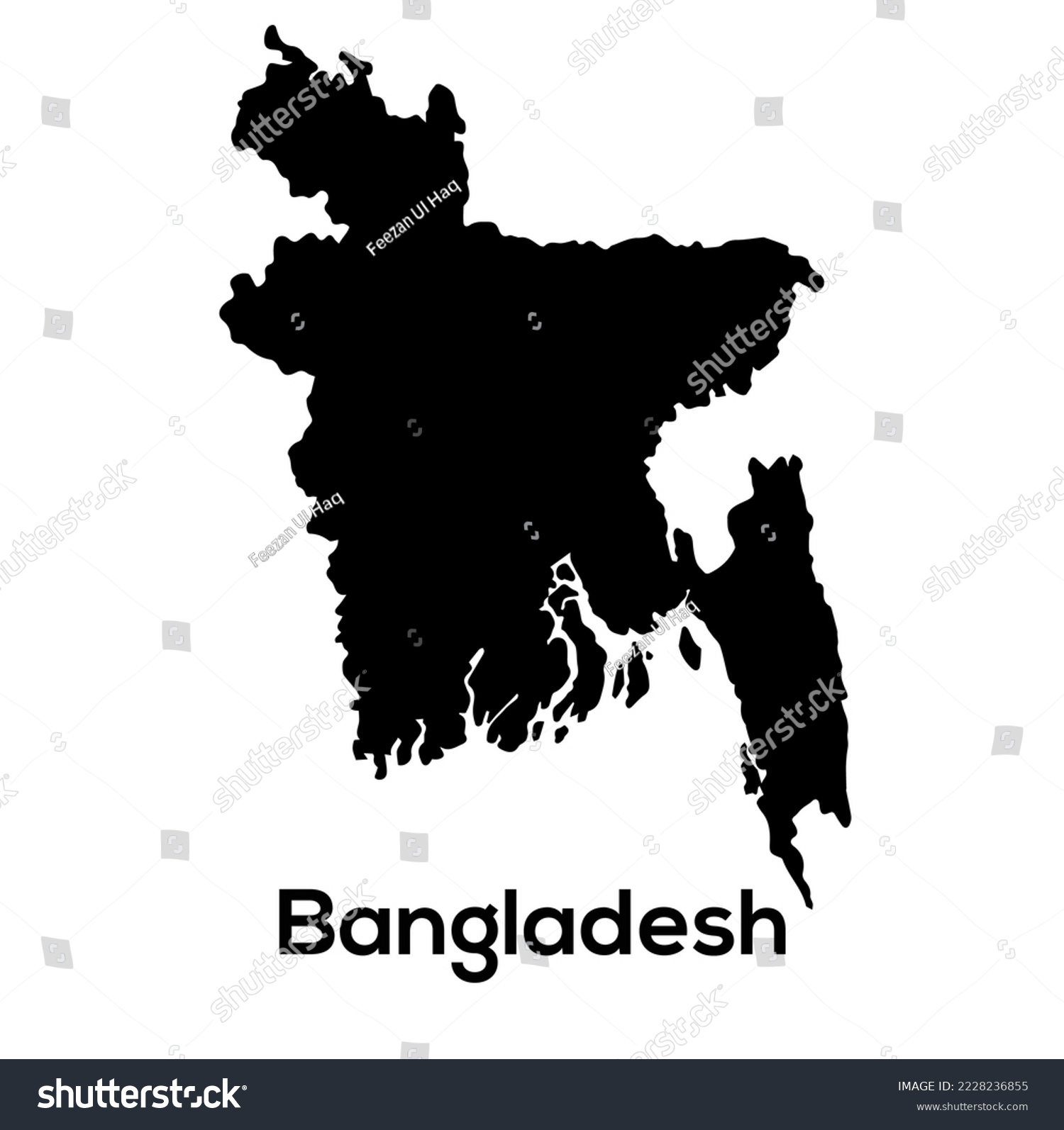 High detailed vector map - Bangladesh Map silhouette Vector file with country name #2228236855