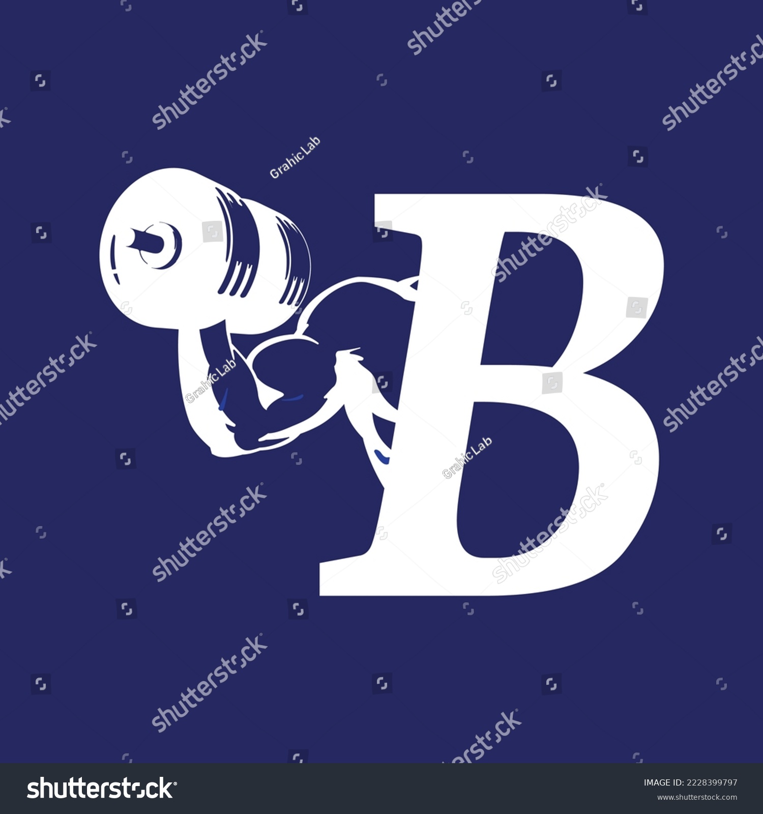 Letter B Logo With Muscular Shape. Fitness Gym - Royalty Free Stock ...