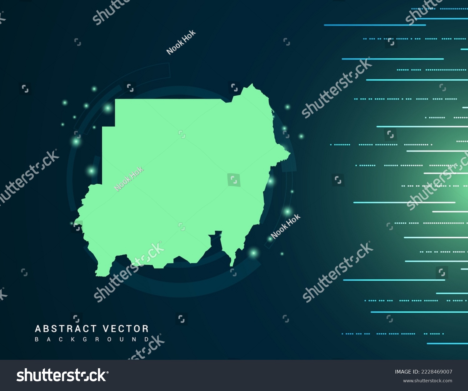 Sudan map of technology green futuristic Background vector. #2228469007
