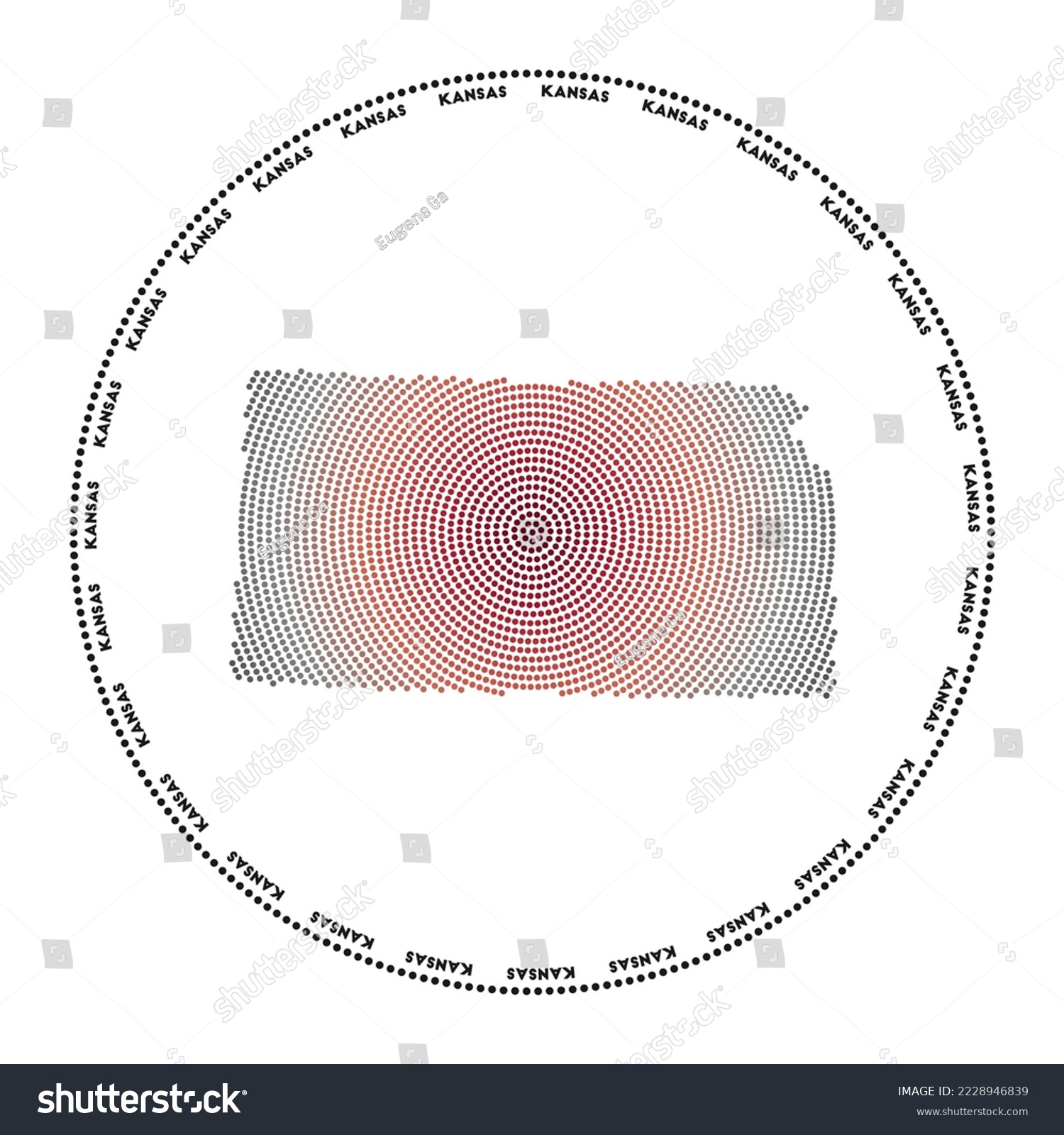 Kansas round logo. Digital style shape of Kansas - Royalty Free Stock ...