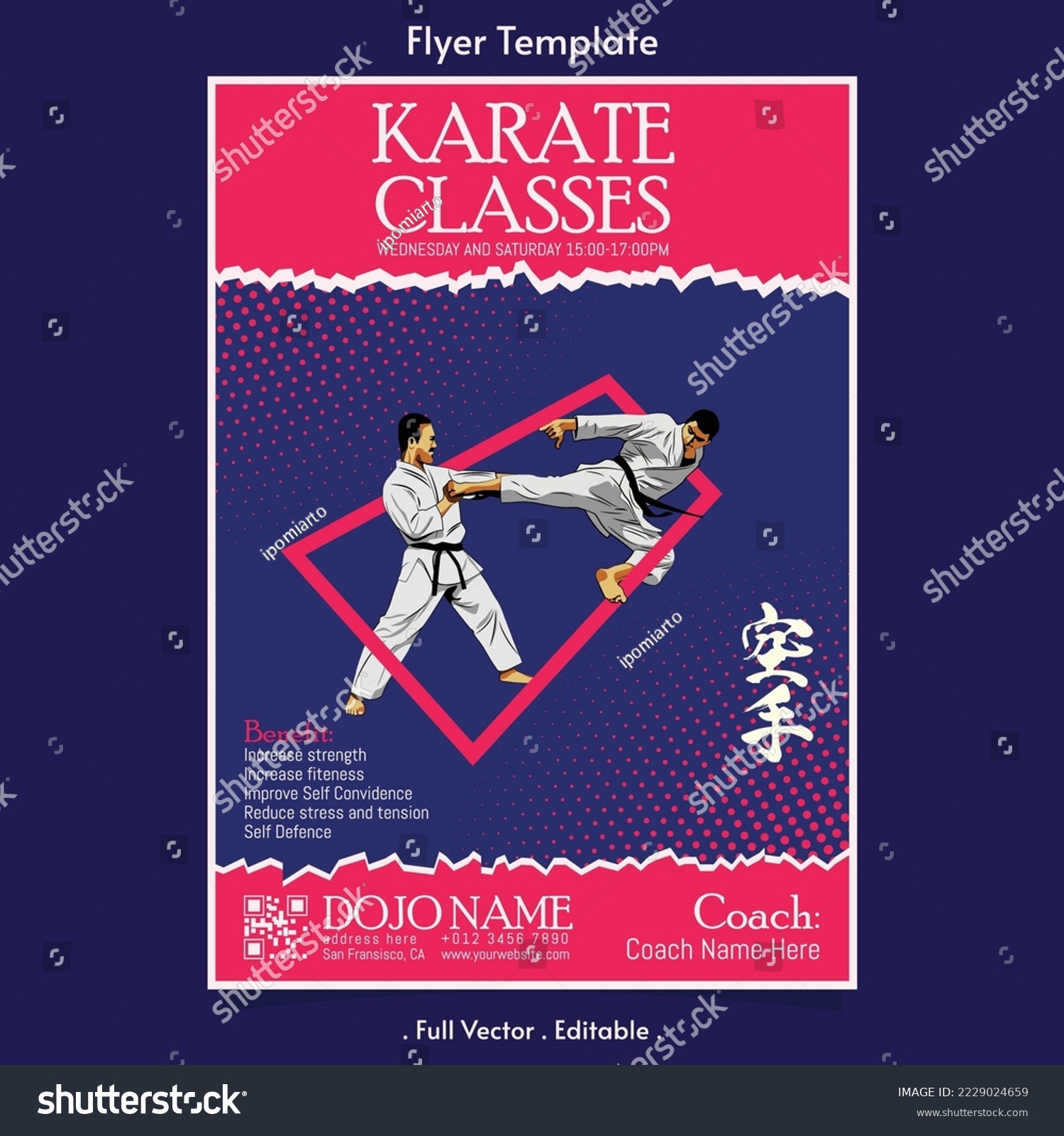 Karate class vector flyer template with 