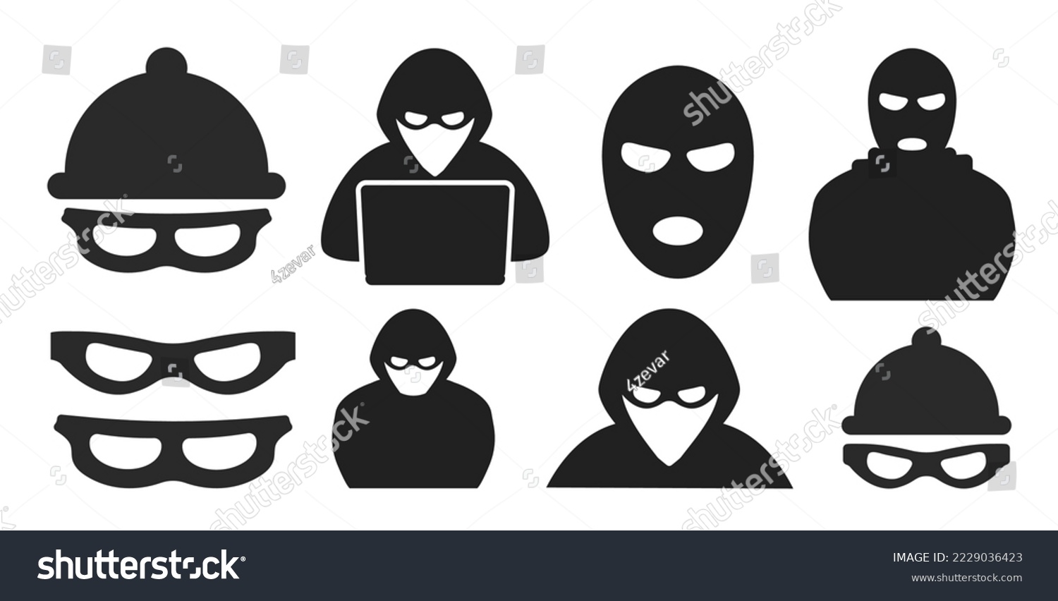 Thief with cap icon. Criminal, robber icon #2229036423