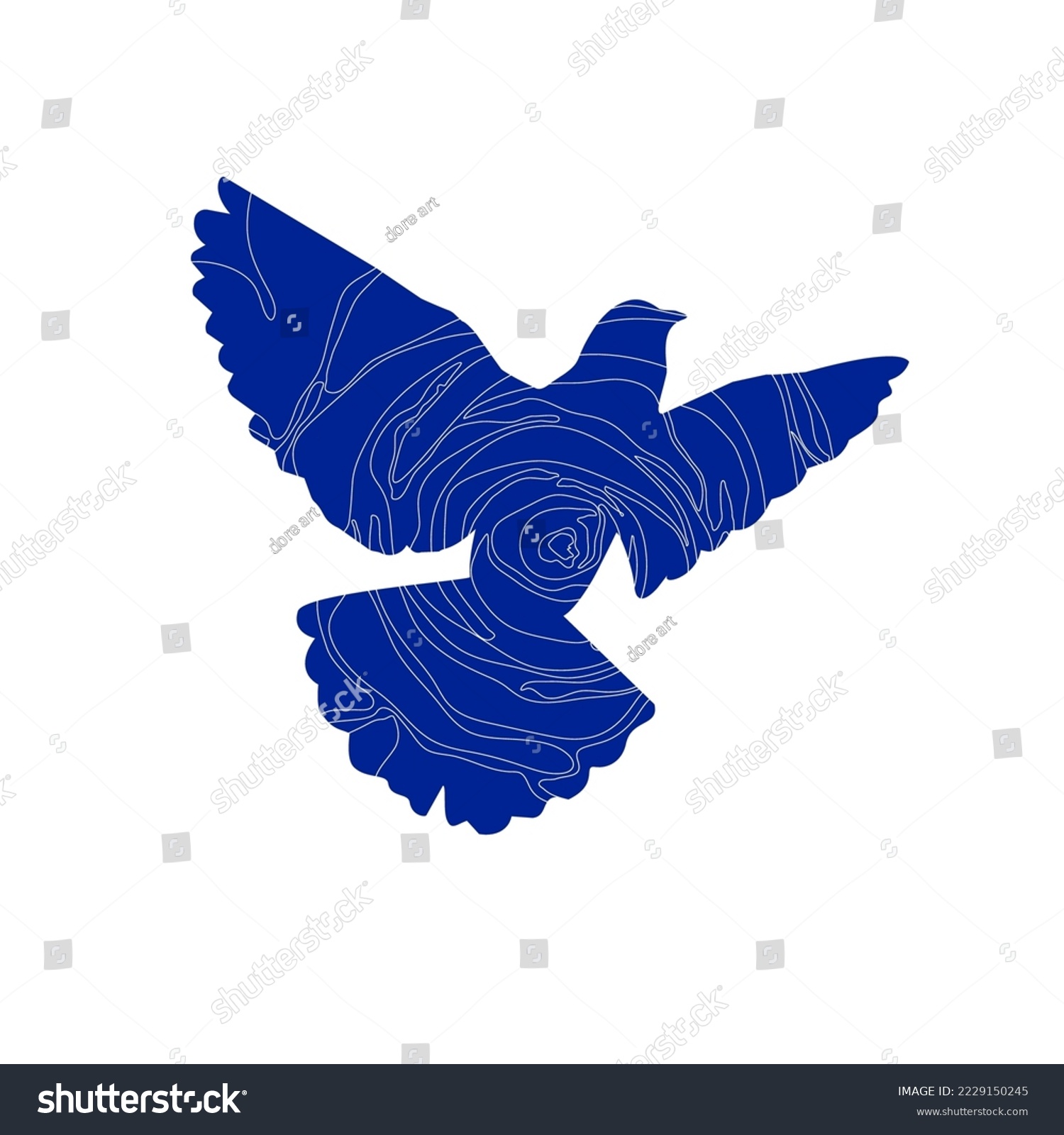 Blue dove with rose petals line art texture on - Royalty Free Stock ...