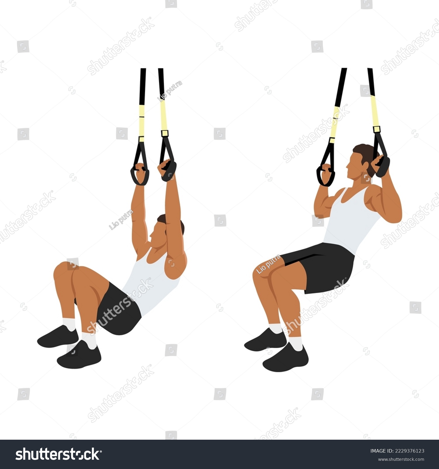 Man doing TRX Suspension strap rows or - Royalty Free Stock Vector ...