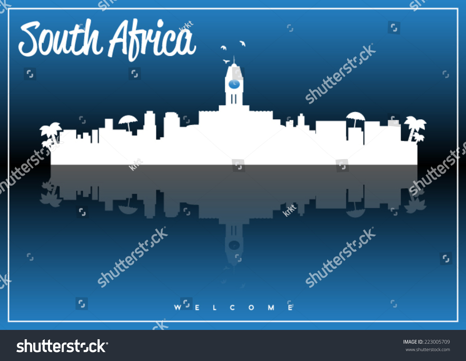 South Africa Skyline Silhouette Vector Design On Royalty Free Stock