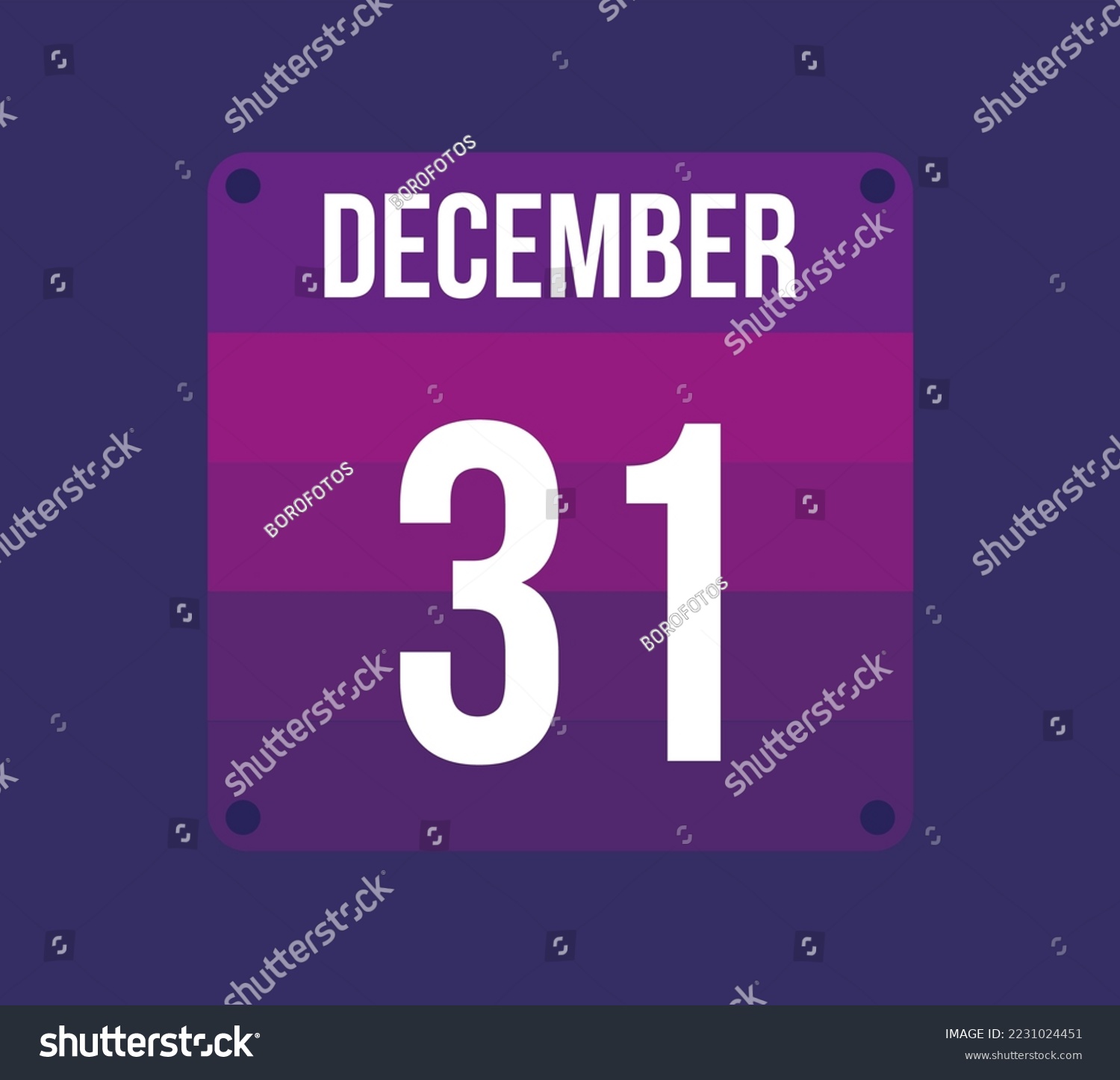 31 december calendar date. Calendar icon for Royalty Free Stock