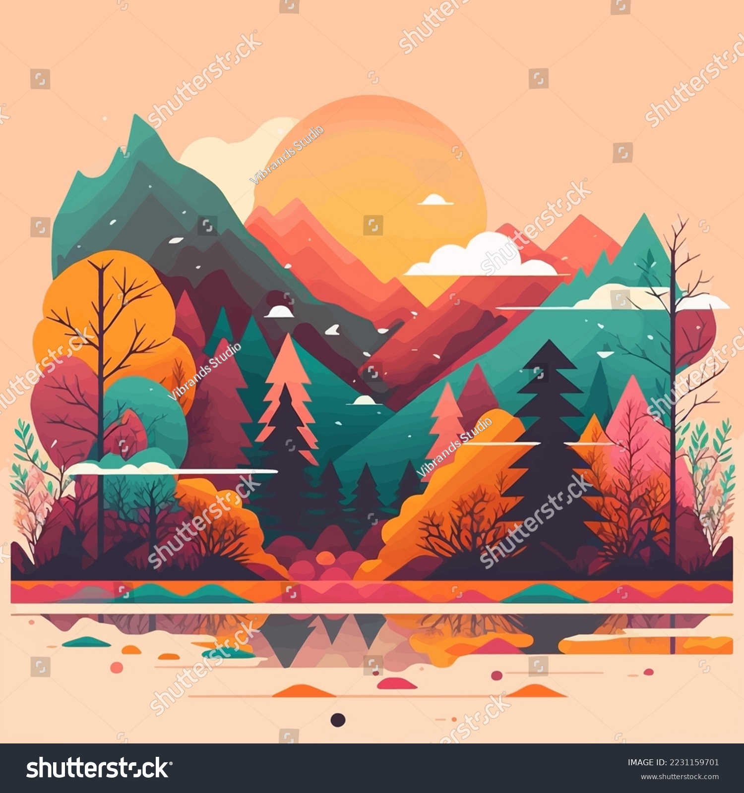 Illustration of Nature Mountain Forest Jungle - Royalty Free Stock ...