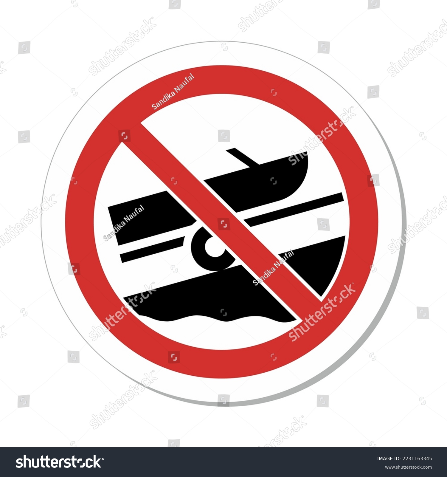 Graphic Regulation Traffic Sign: No Boat Trailer (With Symbol) #2231163345