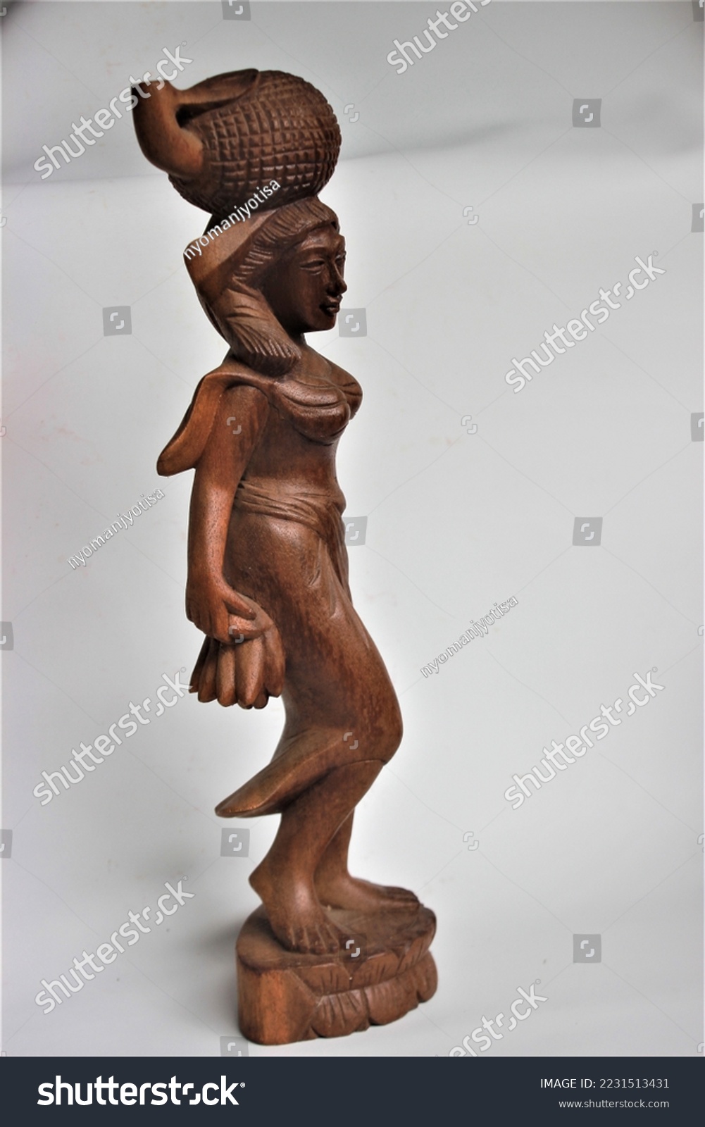 Balinese Girl Wood Carving, Wooden Statue, Wood Sculpture, Hand Made, Art from Bali Indonesia #2231513431