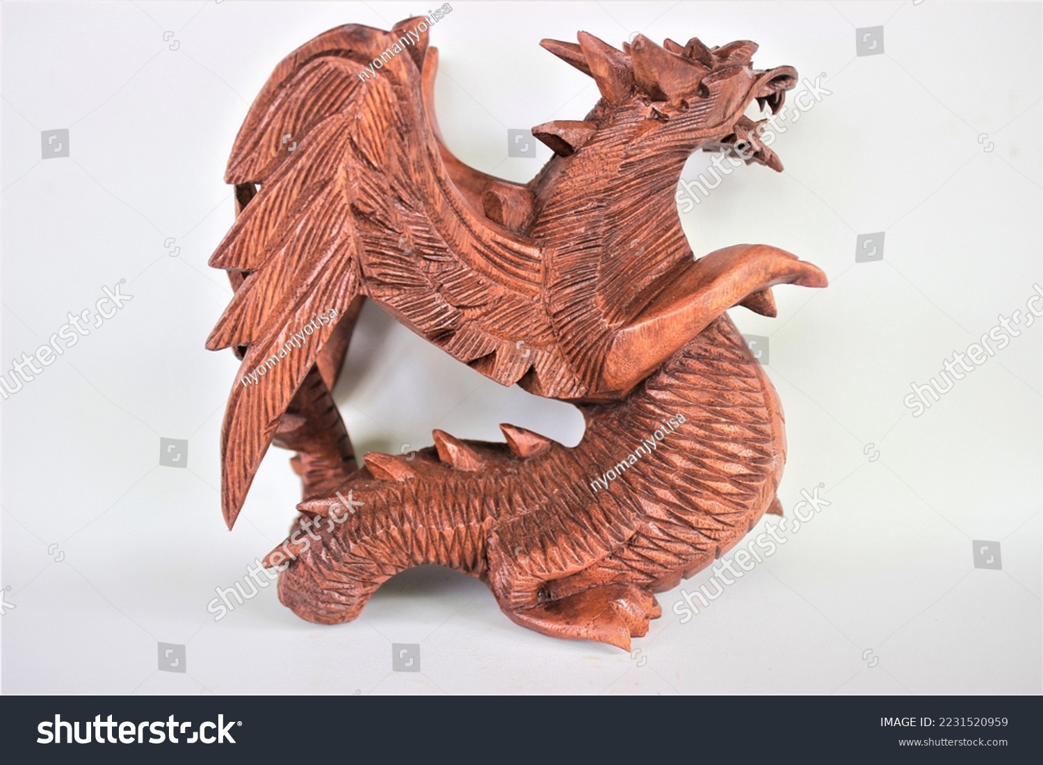 	
Wooden Dragon Sculpture Wood Carving, Sculpture, Art from Bali Indonesia #2231520959