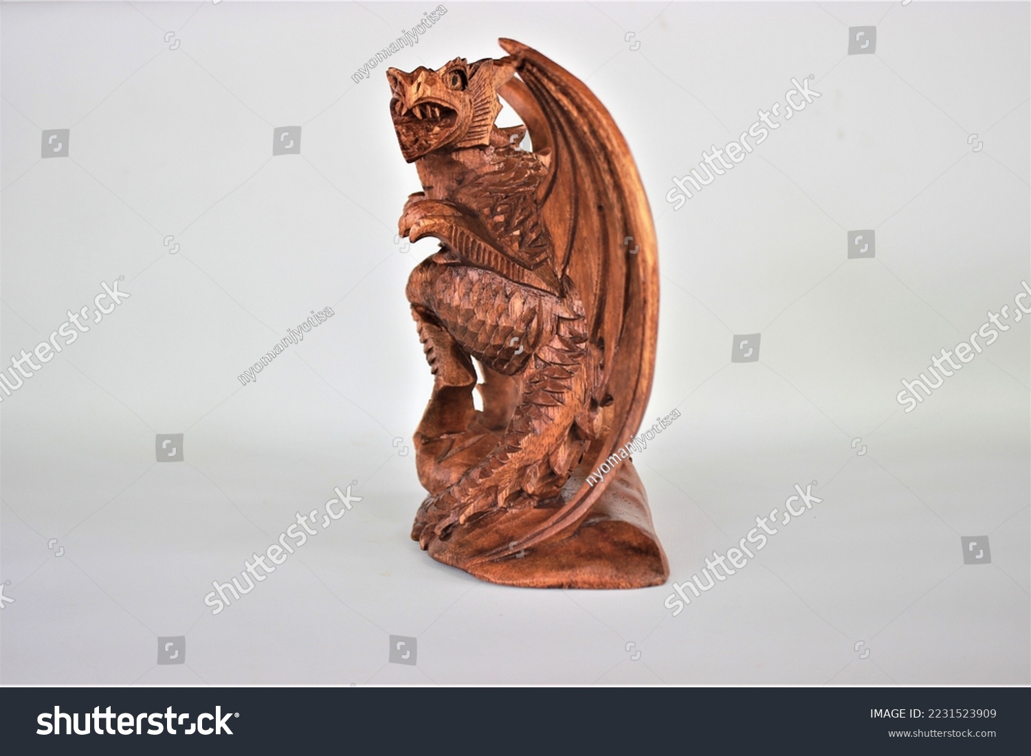 	
Wooden Dragon Sculpture Handmade Bali Wood Carving, Sculpture, Art from Bali Indonesia #2231523909