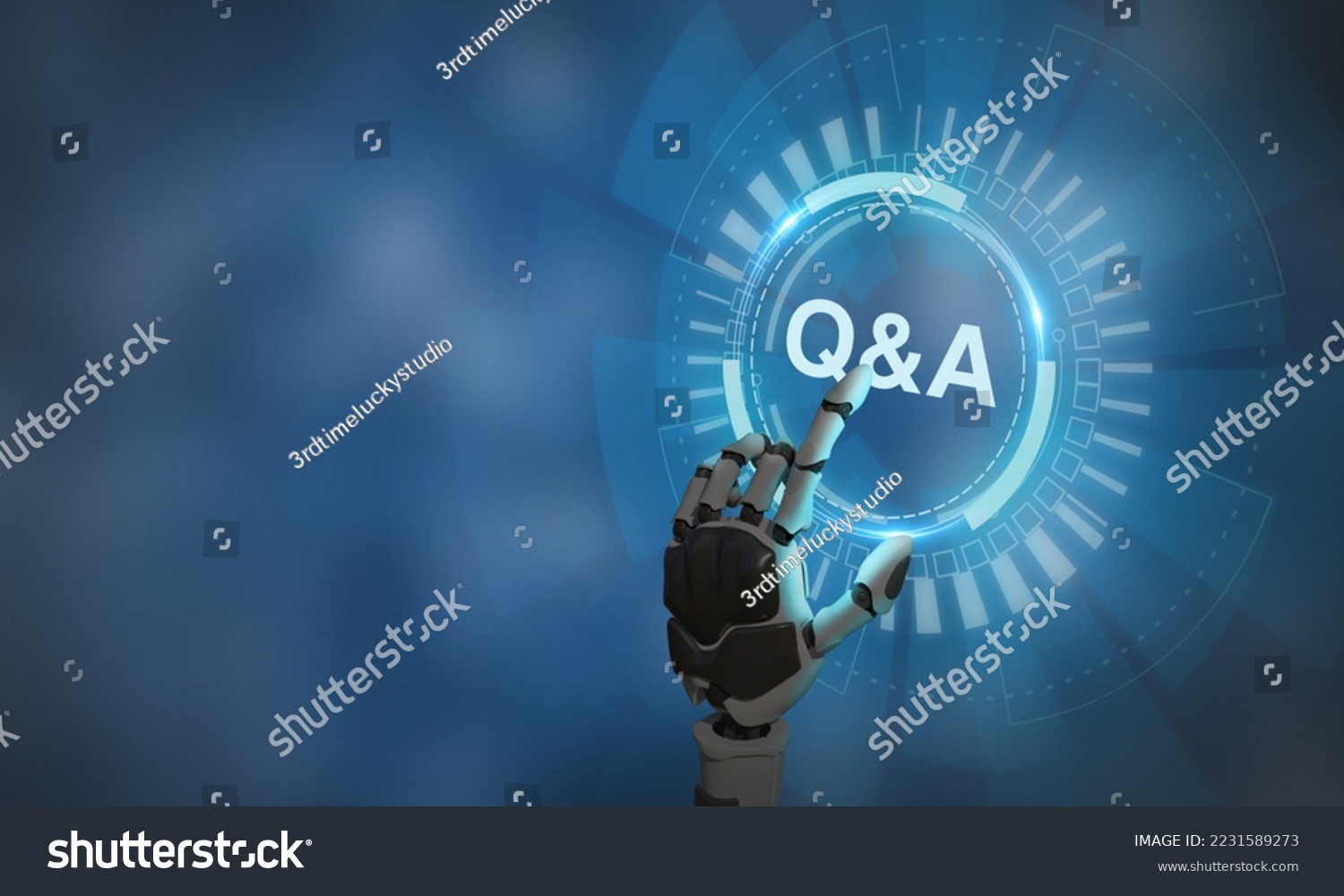 Q and A - an abbreviation on smart background. Chatbot technology concept. Artificial intelligence (AI) applications and innovation. Frequently asked questions in websites, social networks, business. #2231589273