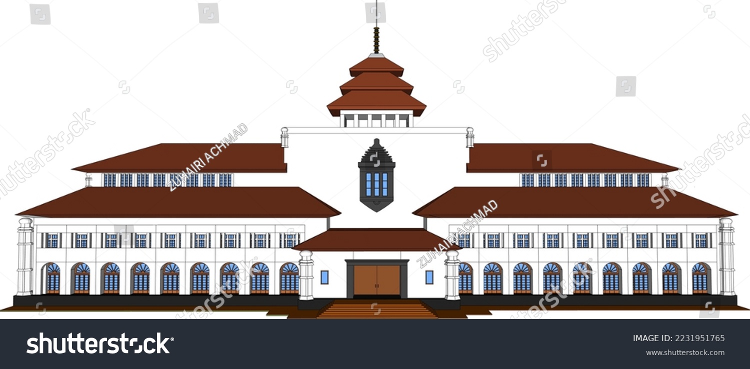 Bandung City Icon Satay Building With White Royalty Free Stock Vector 2231951765 0722