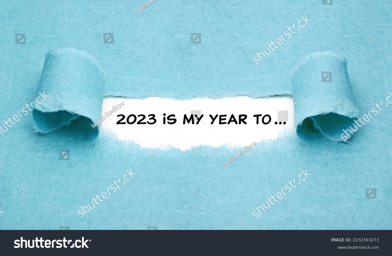 Motivational New Year 2023 resolutions list concept with headline 2023 is my year to written on paper.  #2232163273