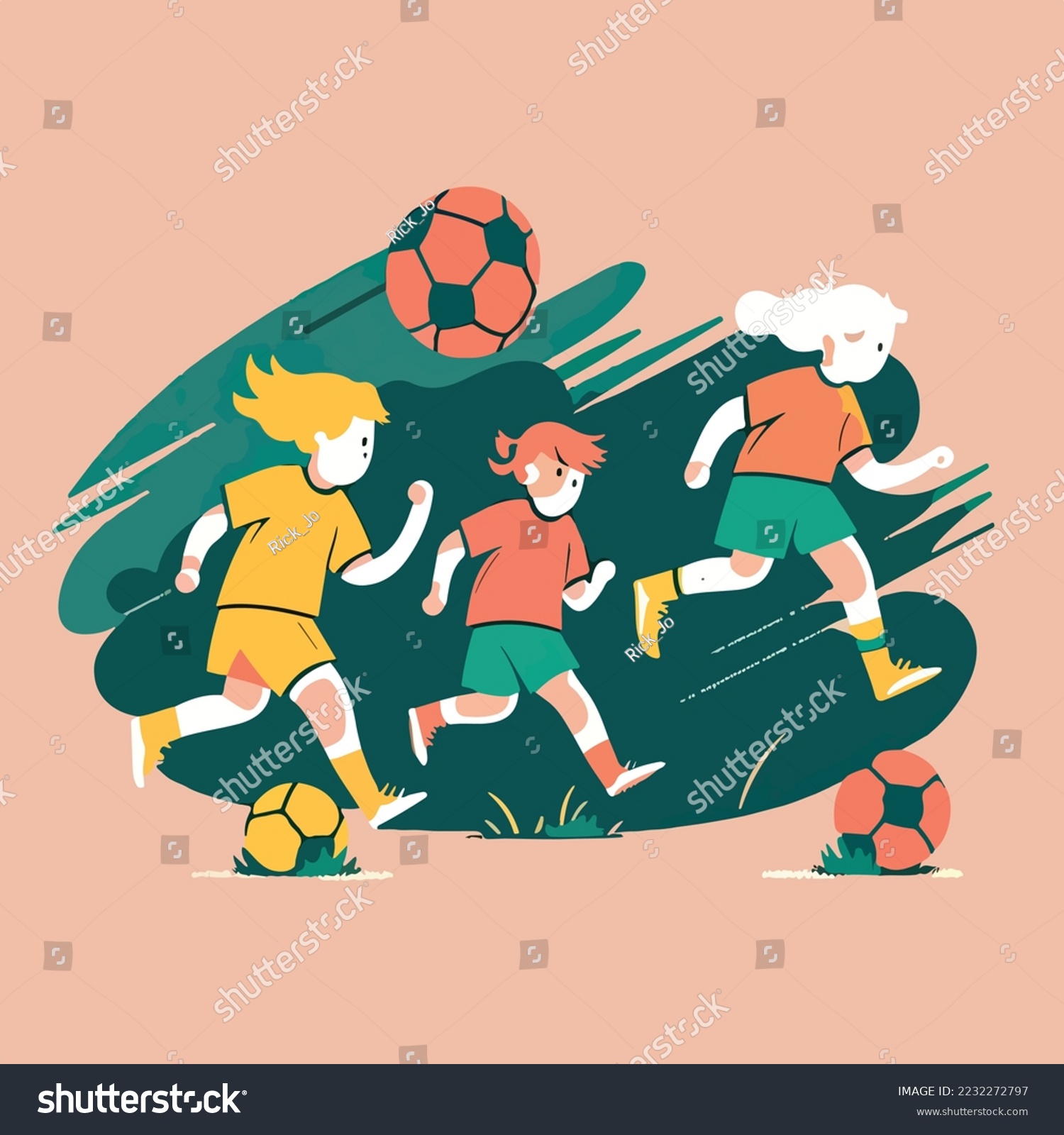 Kids playing football soccer boy girl children - Royalty Free Stock ...