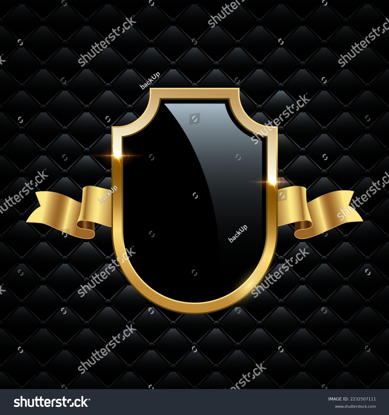 Glass shield with gold frame and ribbon. Metal - Royalty Free Stock ...