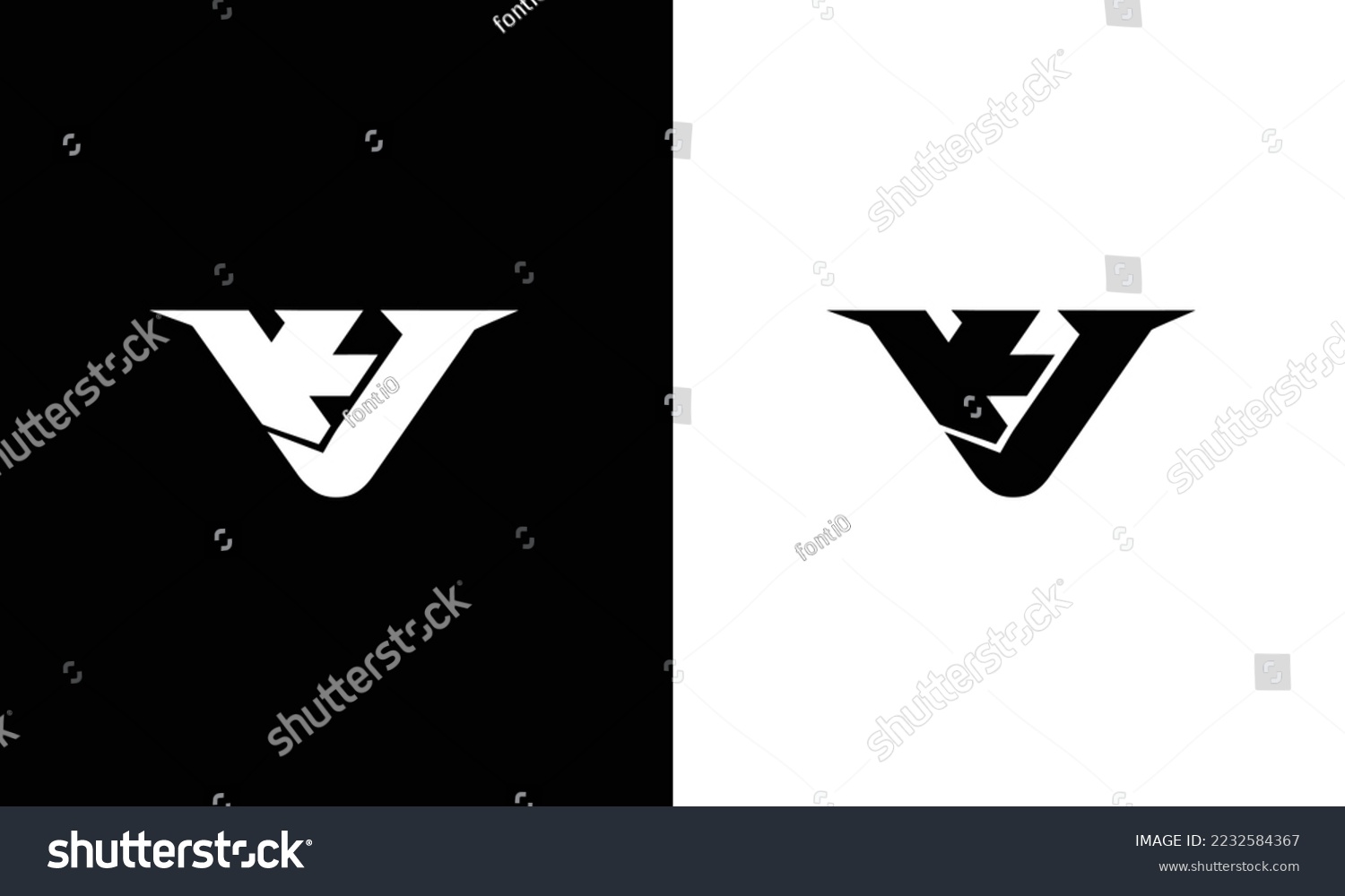 Creative Letter Kj Kv Logo Design - Royalty Free Stock Vector 