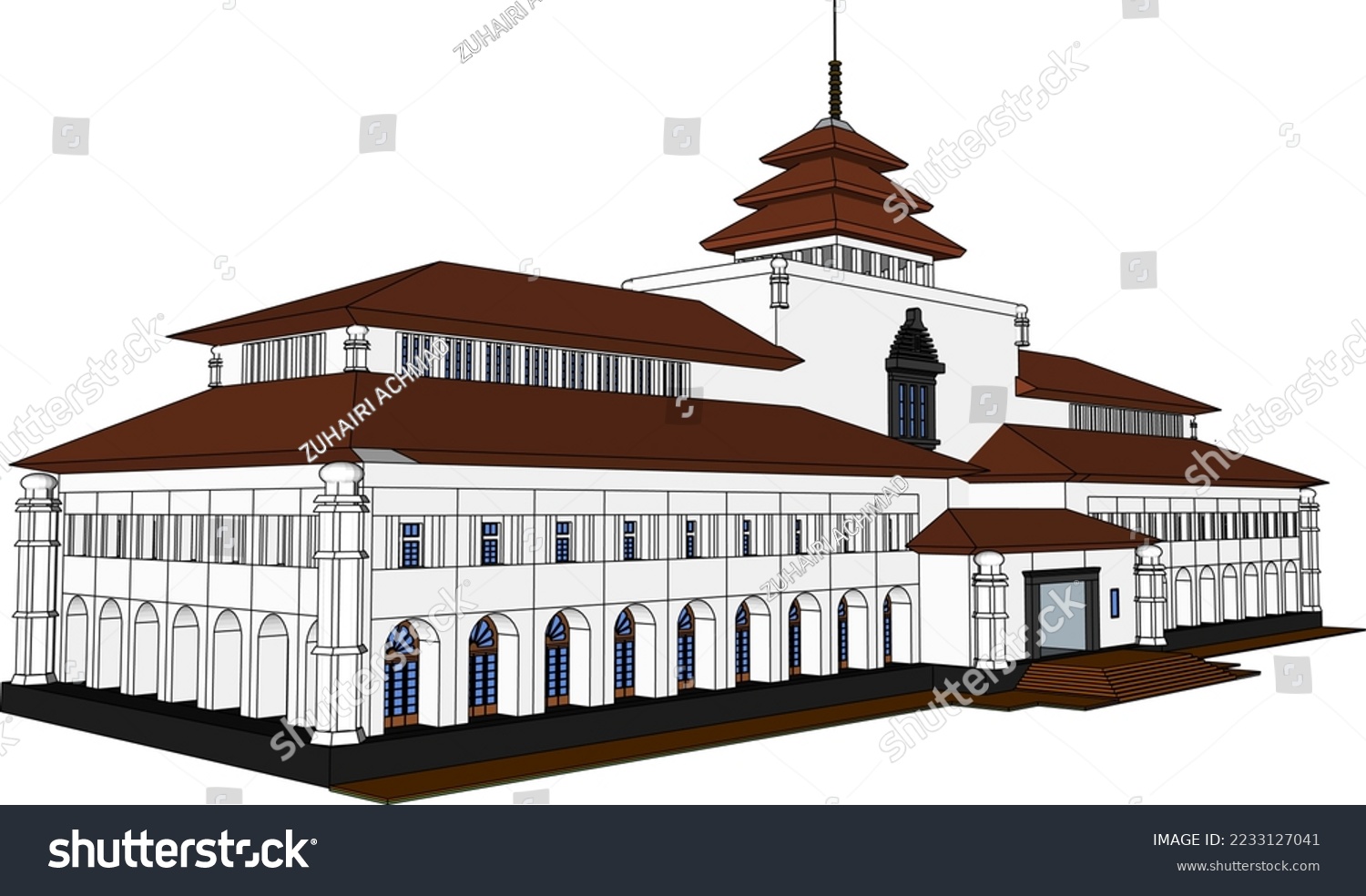 Bandung City Icon Satay Building With White Royalty Free Stock Vector 2233127041 4488