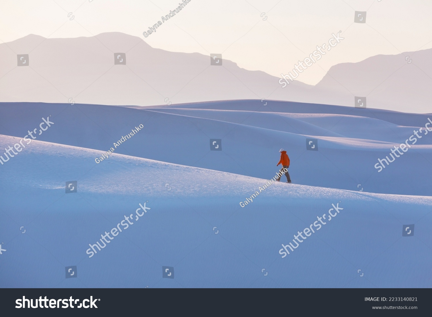 Hiker in White Sands Dunes in New Mexico, USA #2233140821