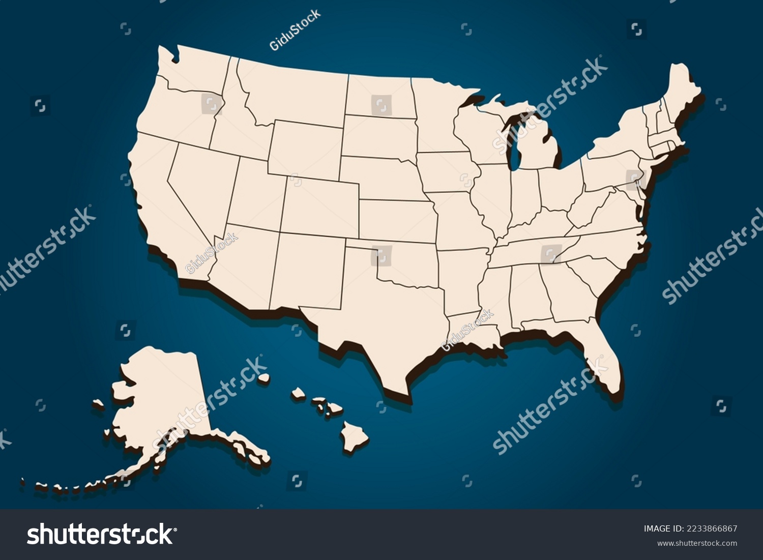 3D map of United state of america - Avopix 2233866867