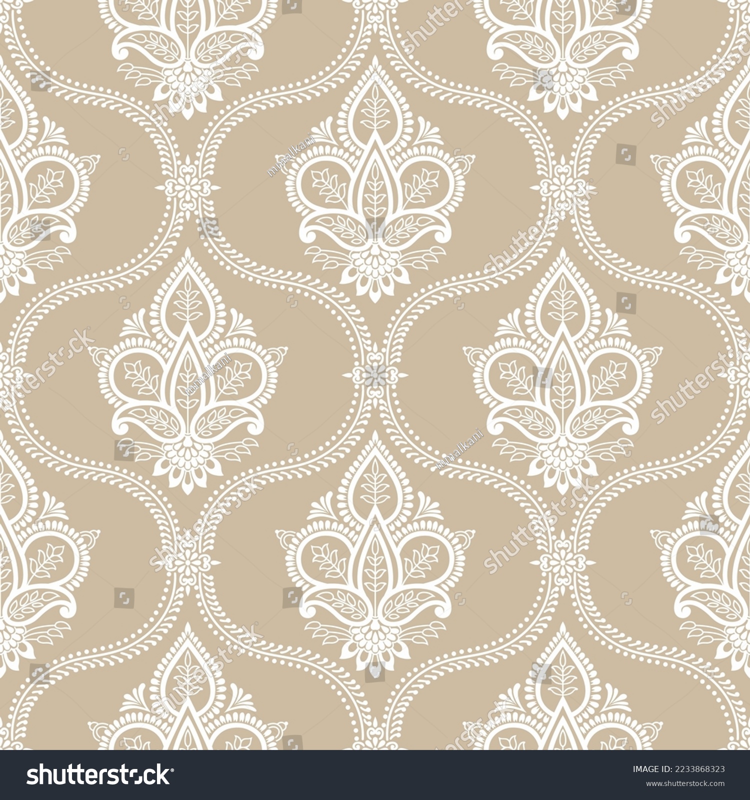 Traditional Asian damask wallpaper pattern design #2233868323