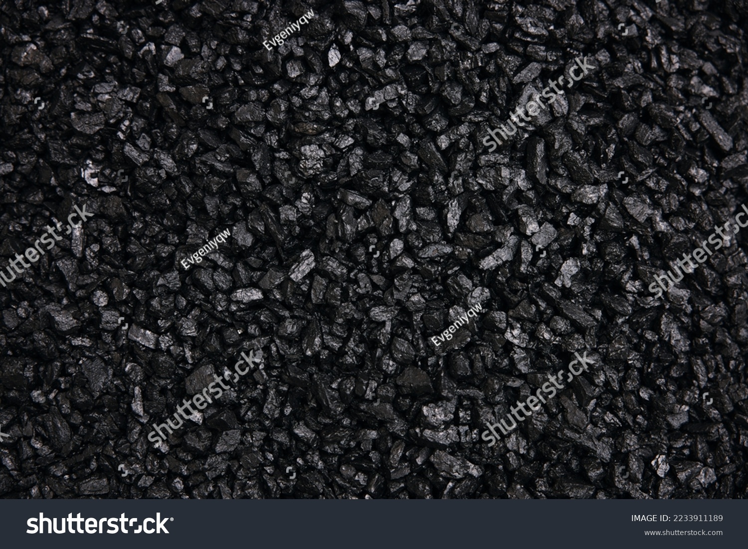 Fuel for furnace heating - hard coal. Pile of natural black hard coal for texture background. Best grade of metallurgical anthracite coals often referred to as stone coal and black diamond coal. #2233911189
