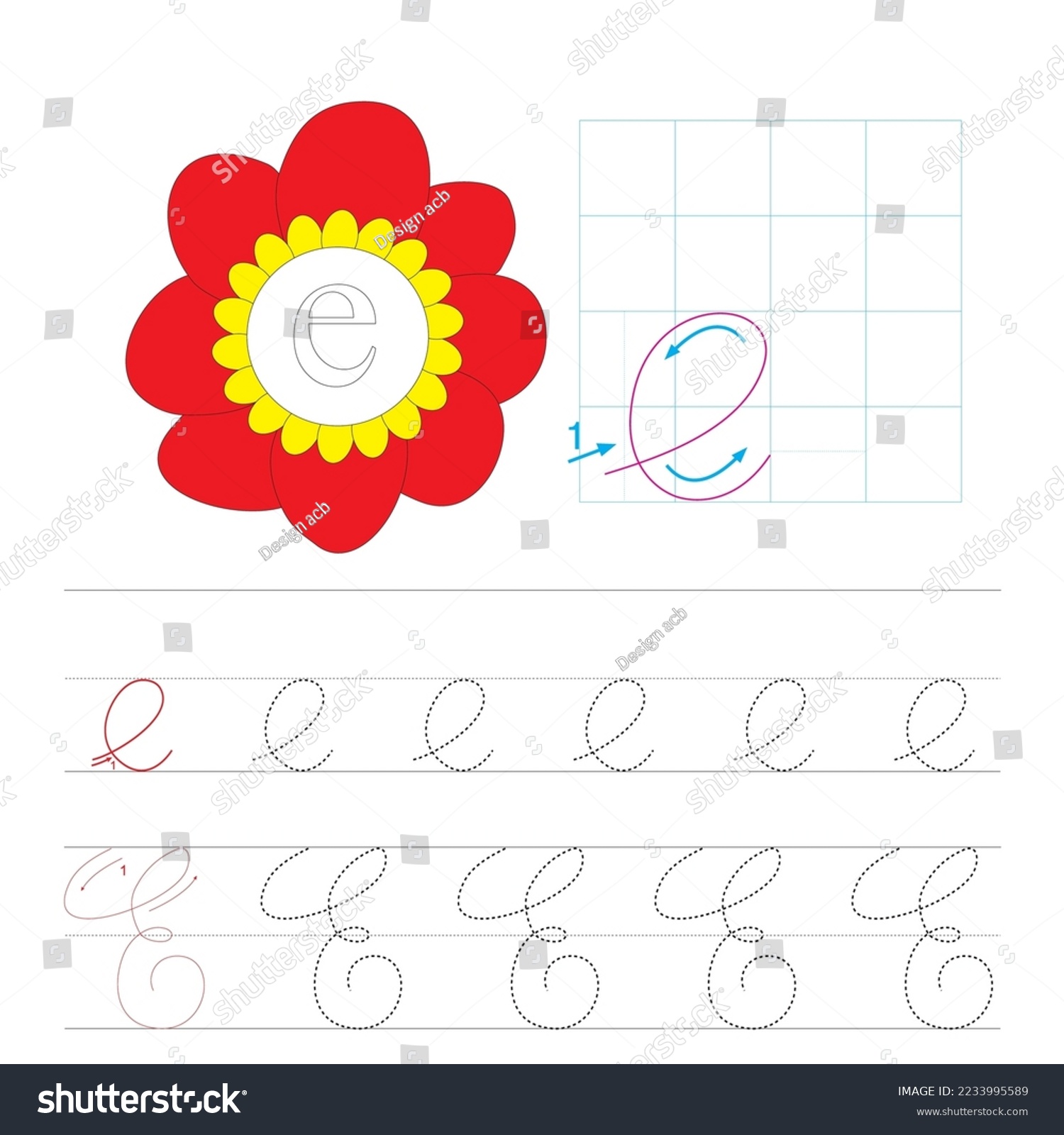 Handwriting practice. Learning alphabet with - Royalty Free Stock ...