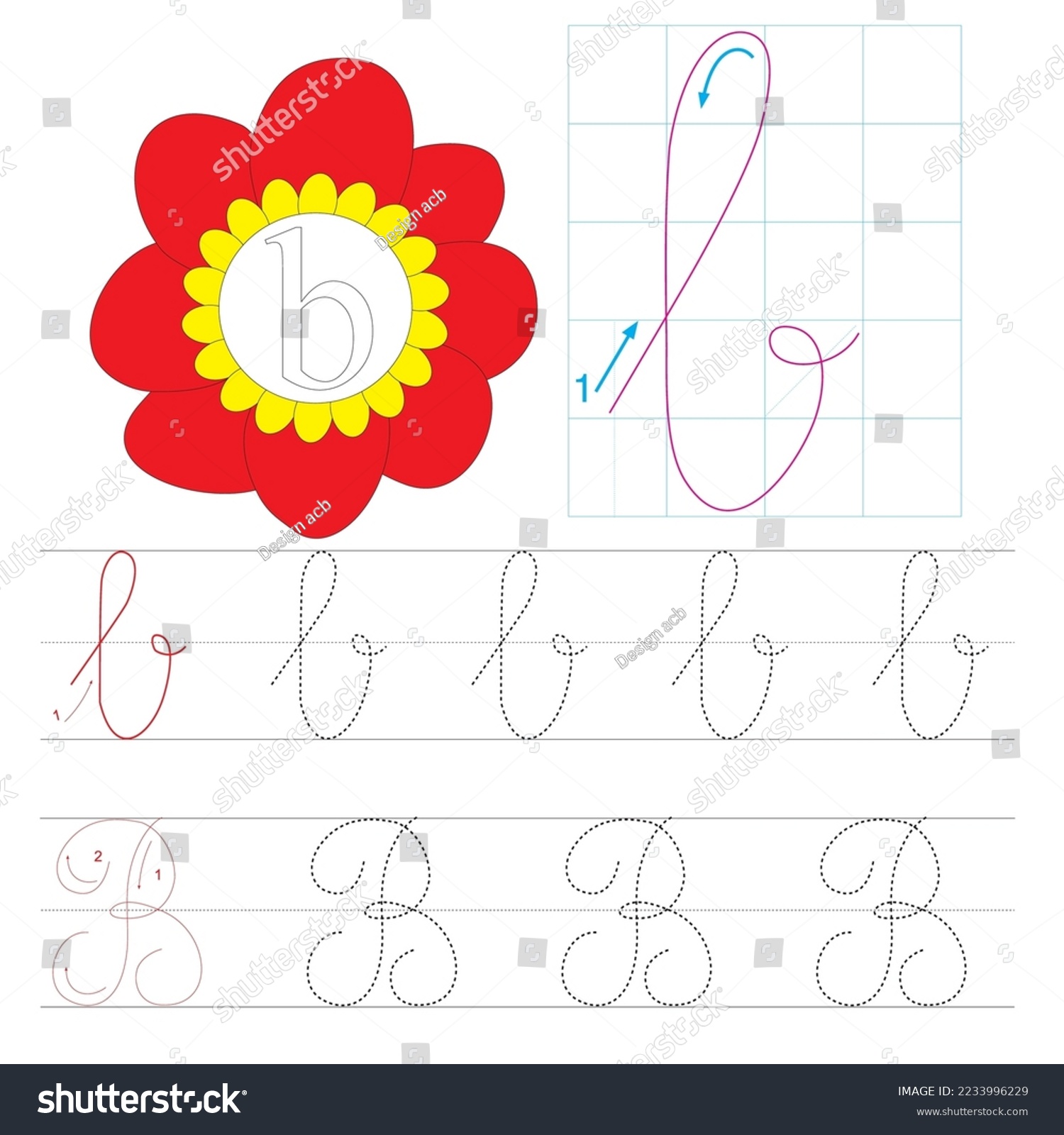 Handwriting Practice. Learning Alphabet With - Royalty Free Stock ...