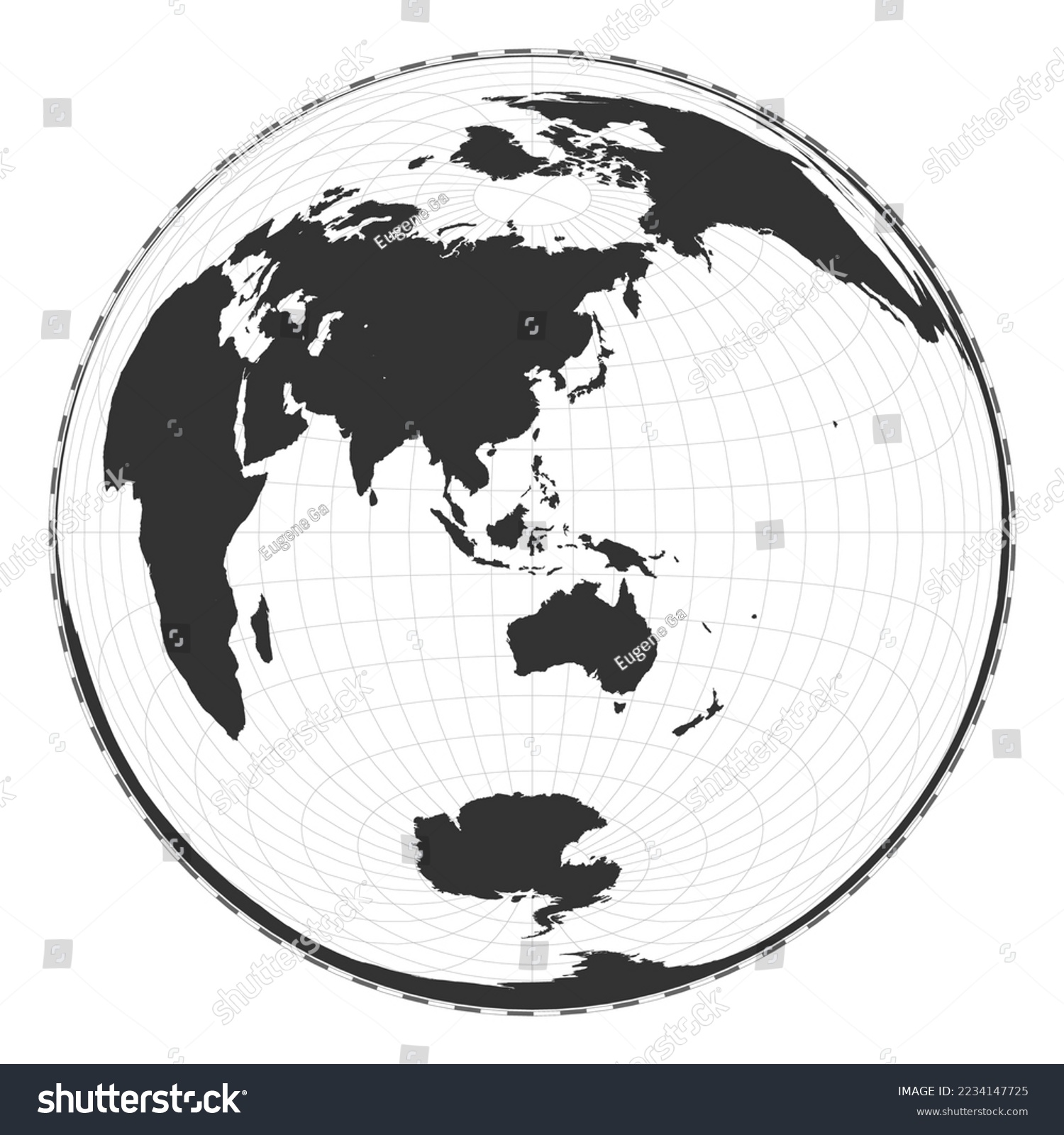 Vector World Map. Lambert Azimuthal Equal-area - Royalty Free Stock ...