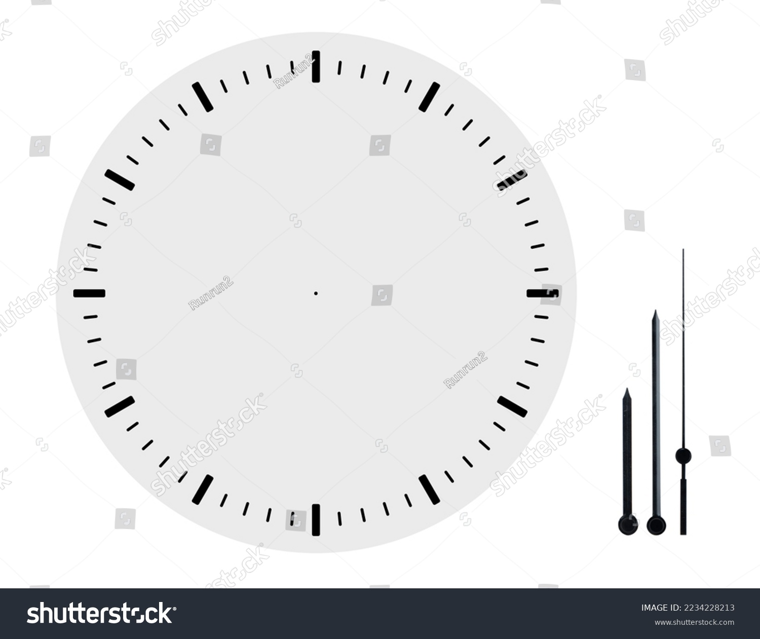 Empty watch face without hands isolated on white background #2234228213