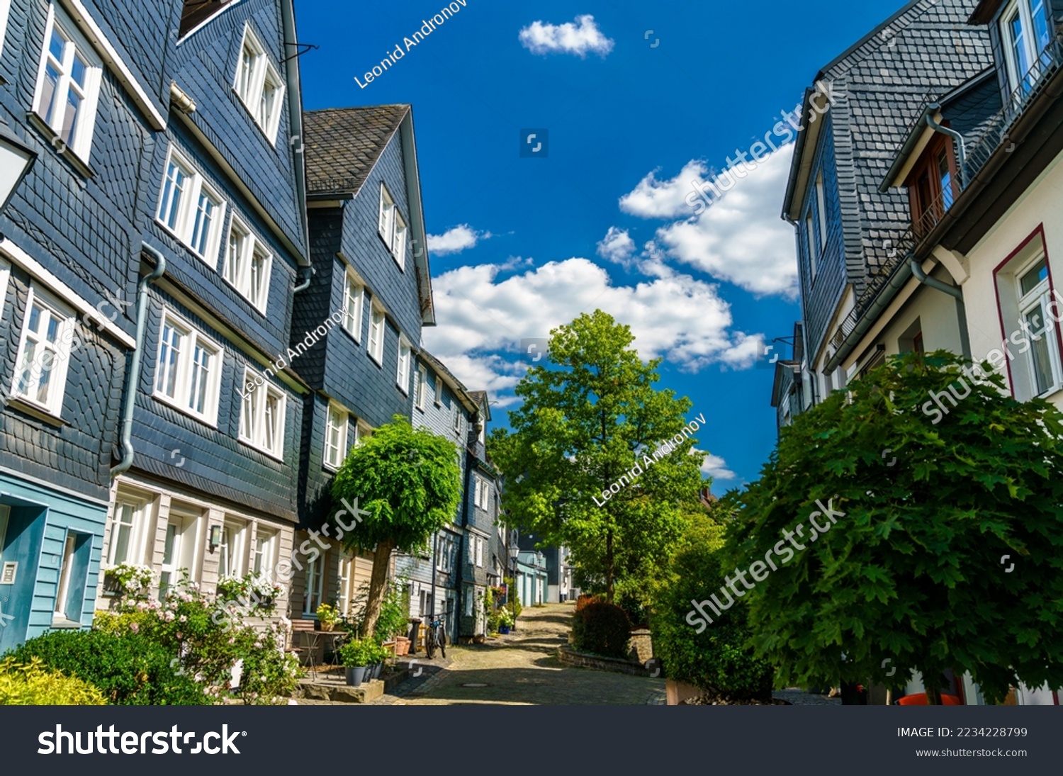Traditional German slate houses in Siegen - North Rhine-Westphalia, Germany #2234228799