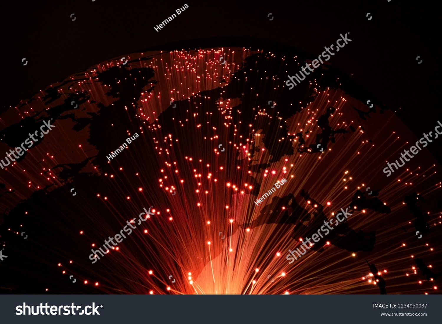 World map and fiber optics #2234950037