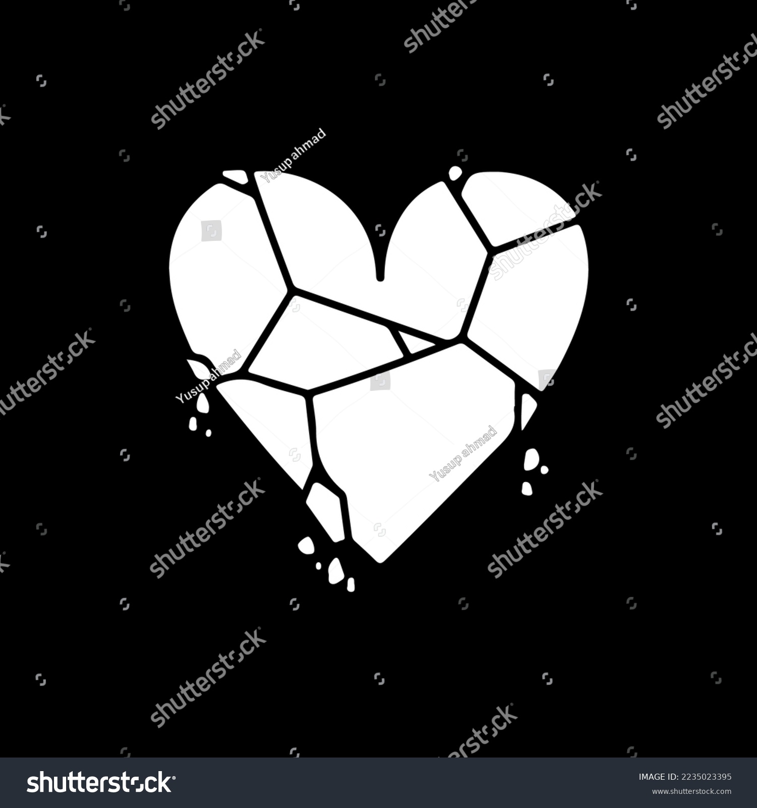 Vector Illustration Of Broken Heart Silhouette Royalty Free Stock