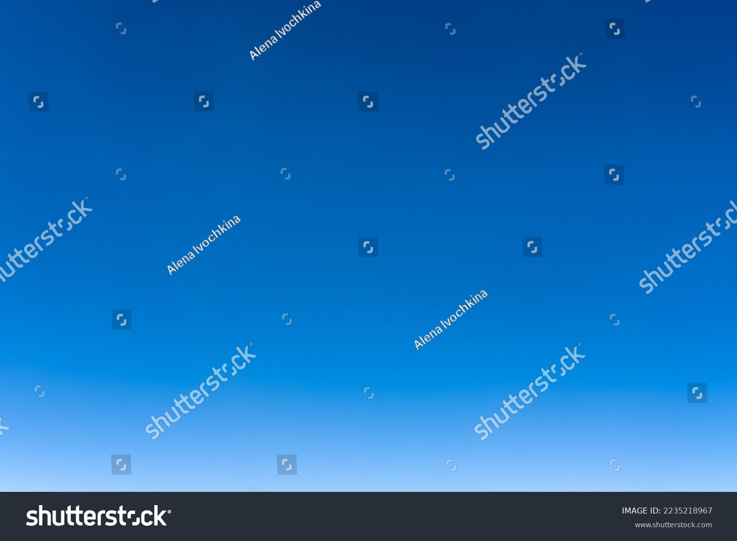Bright blue sky gradient background. Clear empty sky texture, blank skyscape poster with no clouds. Cloudless empty sky. Natural background of the blue sky #2235218967