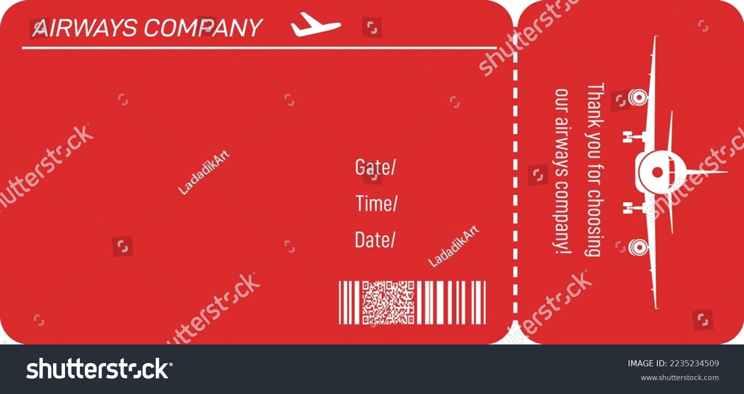 Plane Ticket Template Boarding Pass Document Royalty Free Stock Vector 2235234509 1785