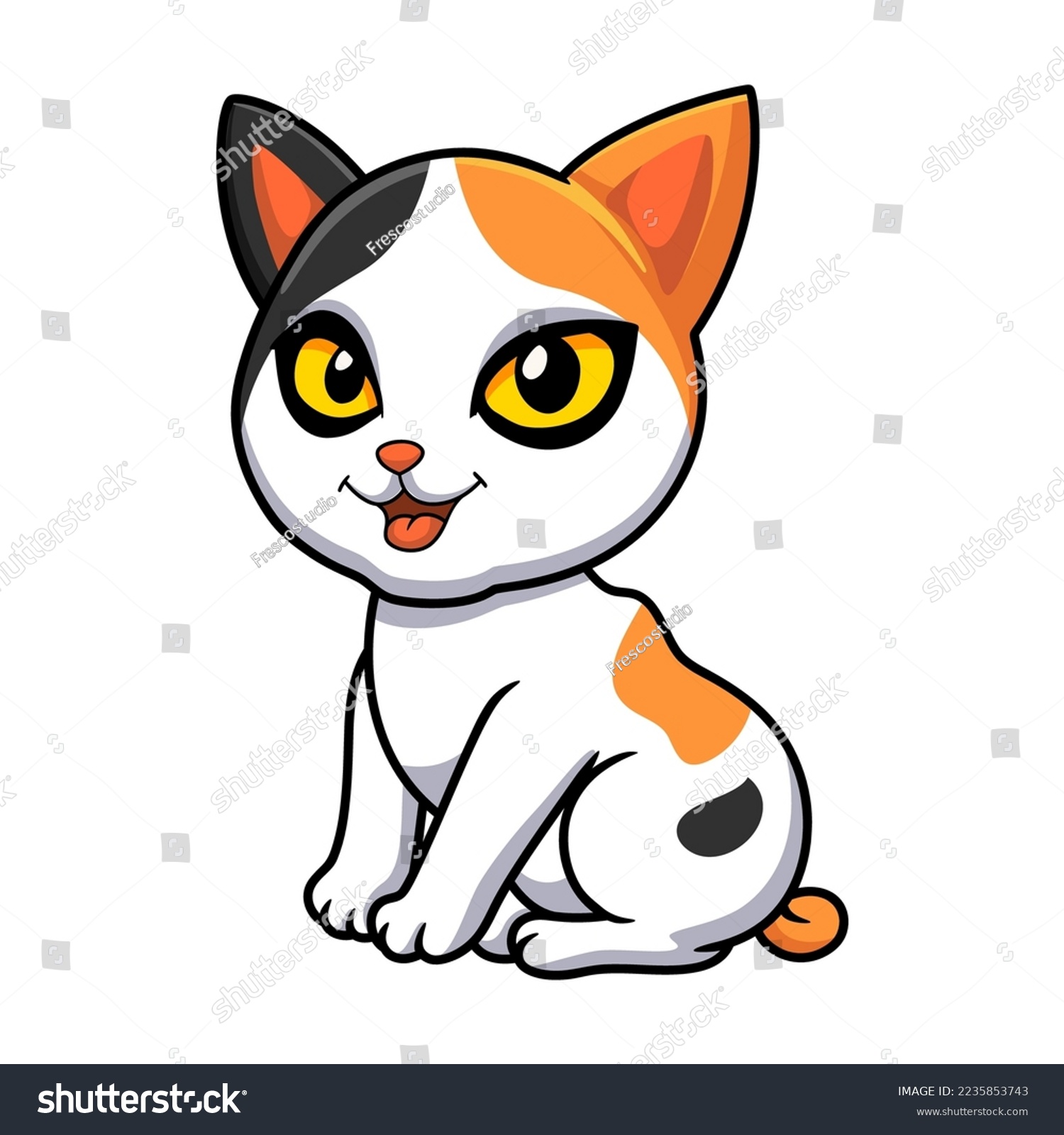 Cute Japanese Bobtail Cat Cartoon - Royalty Free Stock Vector ...