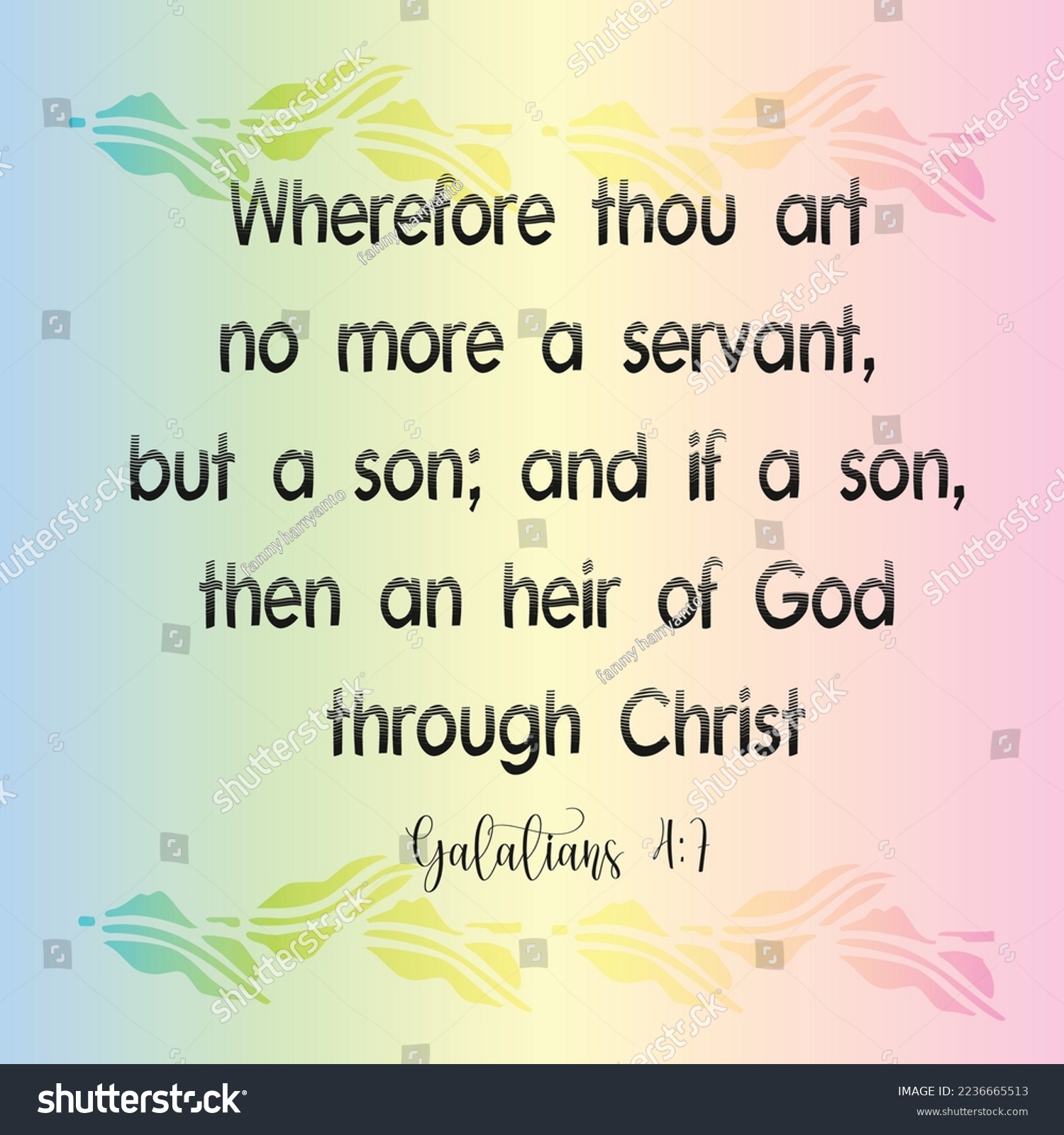 Bible verse. Galatians 4:7 Wherefore thou art - Royalty Free Stock ...