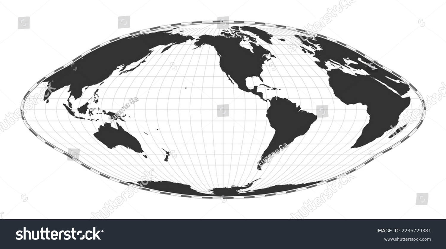 Vector world map. Pseudocylindrical equal-area - Royalty Free Stock ...