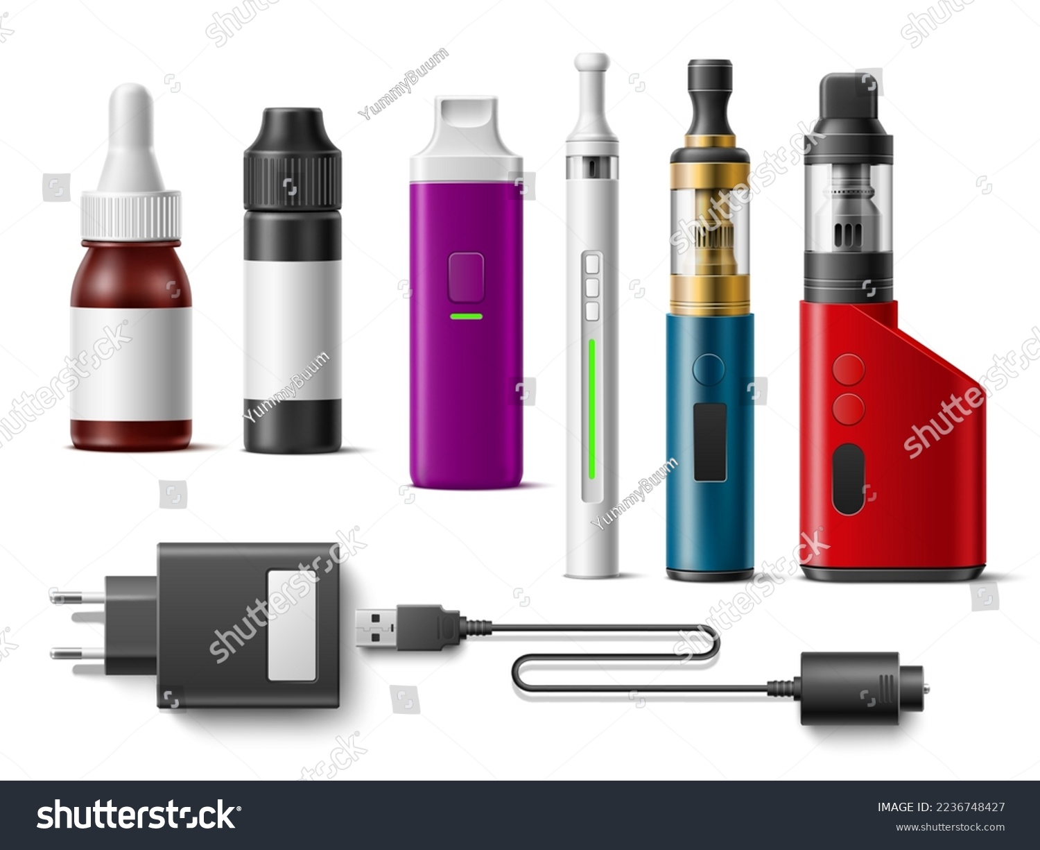 Realistic Vape 3d Vaporizers Elements Isolated Royalty Free Stock