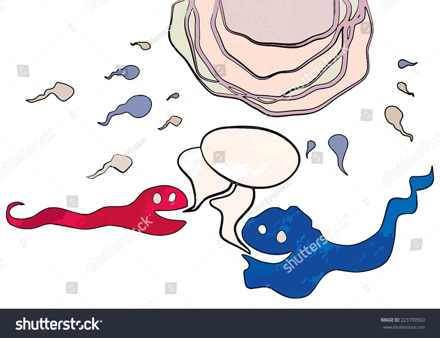 Cartoon Sperm Cells Racing To Egg Royalty Free Stock Vector