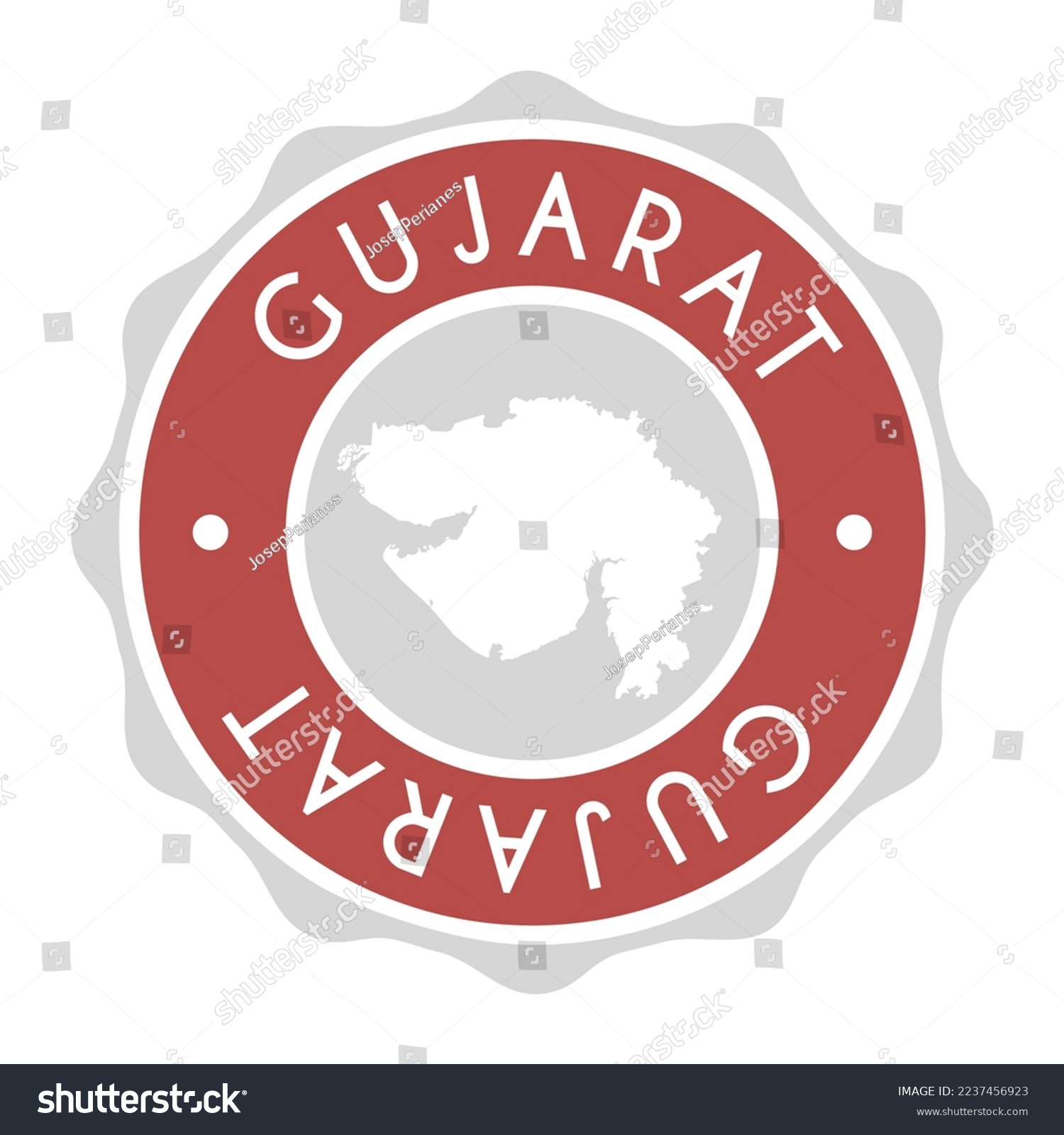 Gujarat, India Badge Map Vector Seal Vector Sign - Royalty Free Stock ...