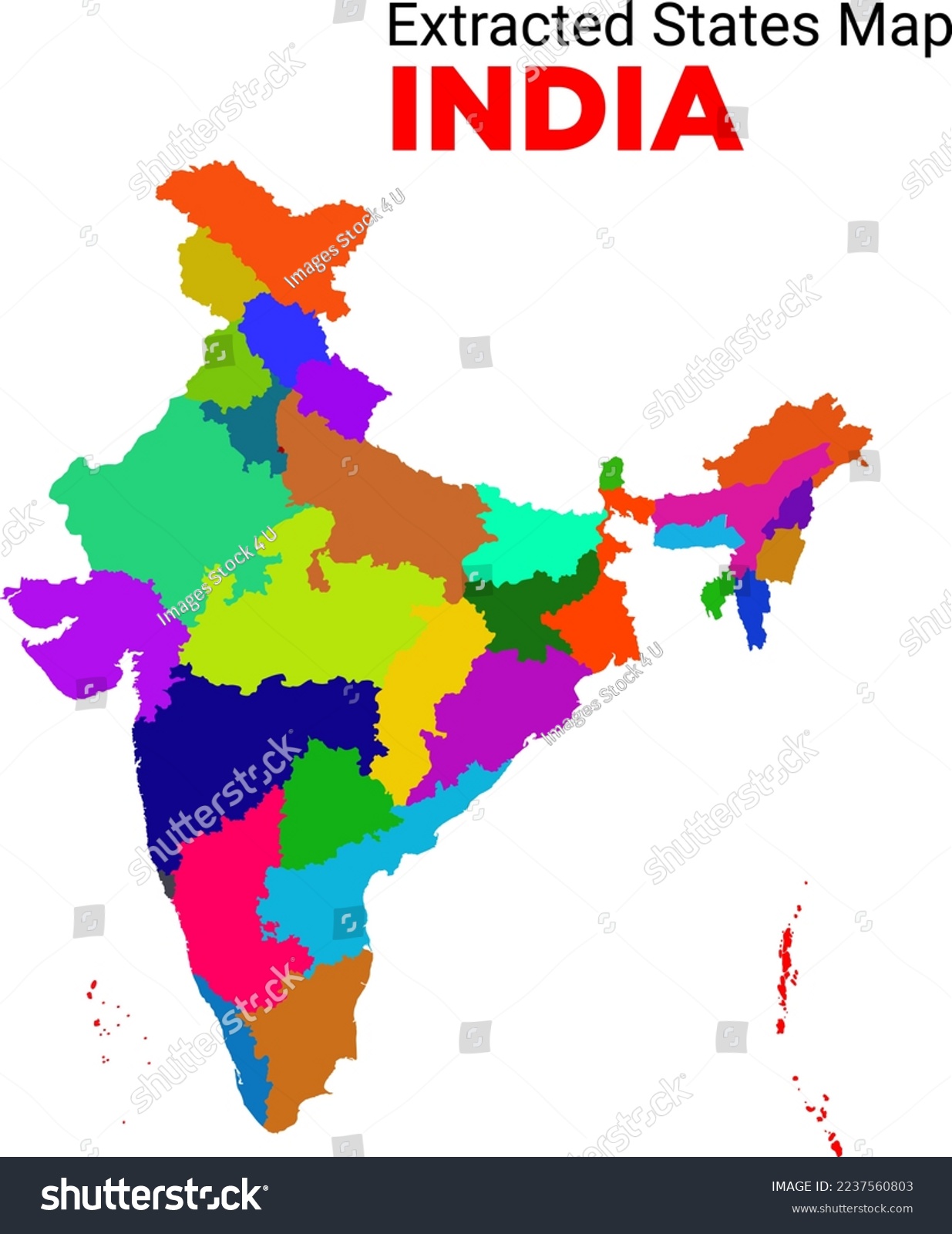 High detailed map of India. Outline map of India - Royalty Free Stock ...