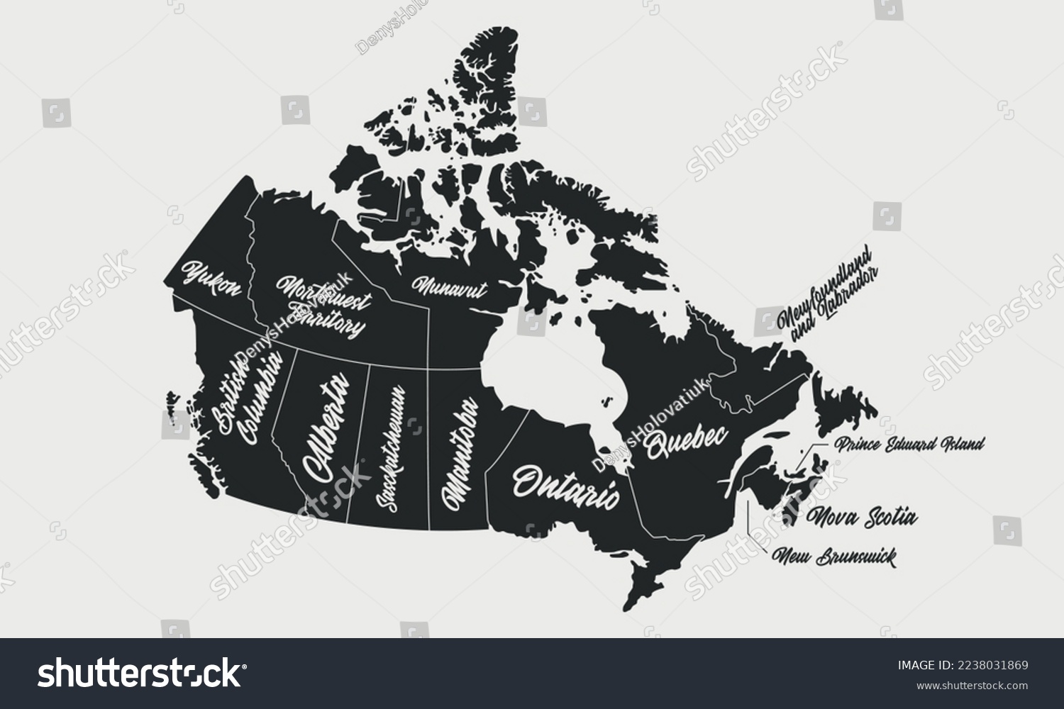 Canada map. Poster map of Canada map with - Royalty Free Stock Vector