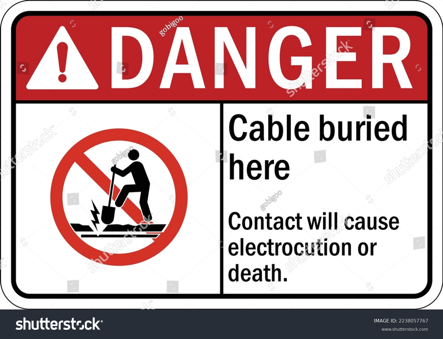 Buried cable warning sign and labels cable - Royalty Free Stock Vector ...