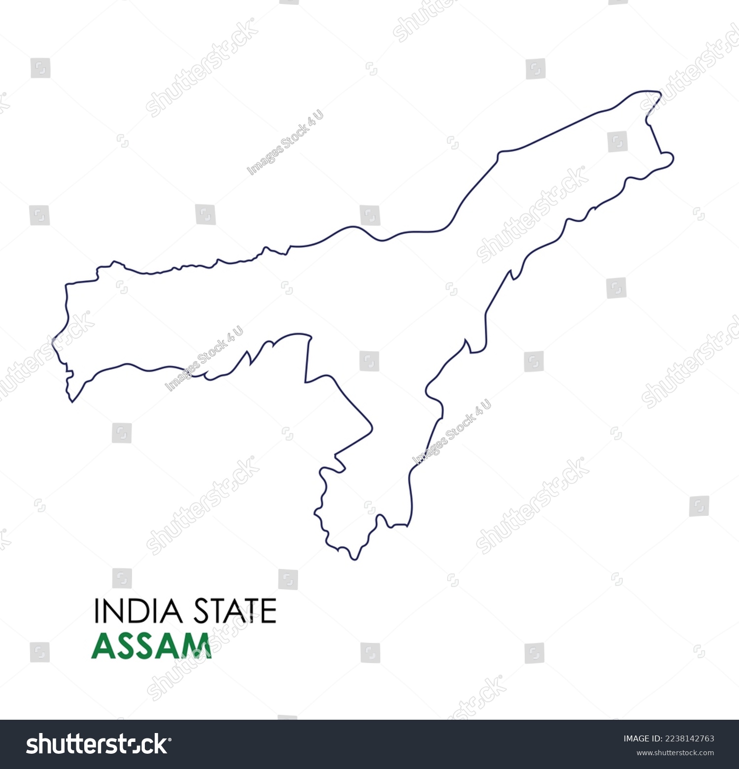 Assam Map Of Indian State. Assam Map Vector - Royalty Free Stock Vector ...