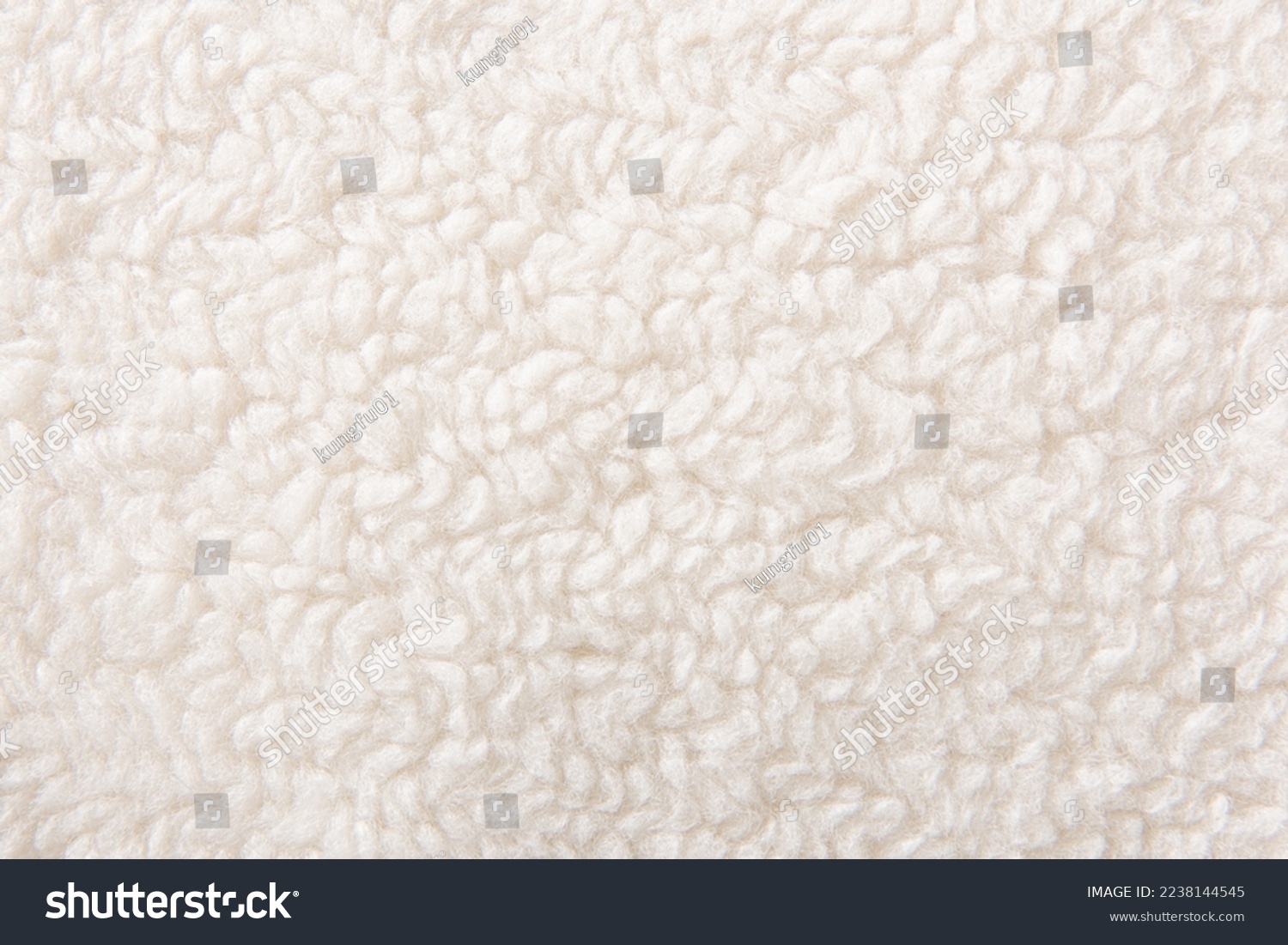white plush fleece fabric texture background , background pattern of soft warm material #2238144545
