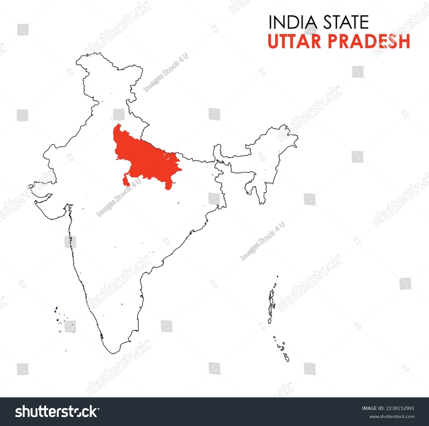 Uttar Pradesh Map Of Indian State Uttar Pradesh Royalty Free Stock Vector 2238152991 2763