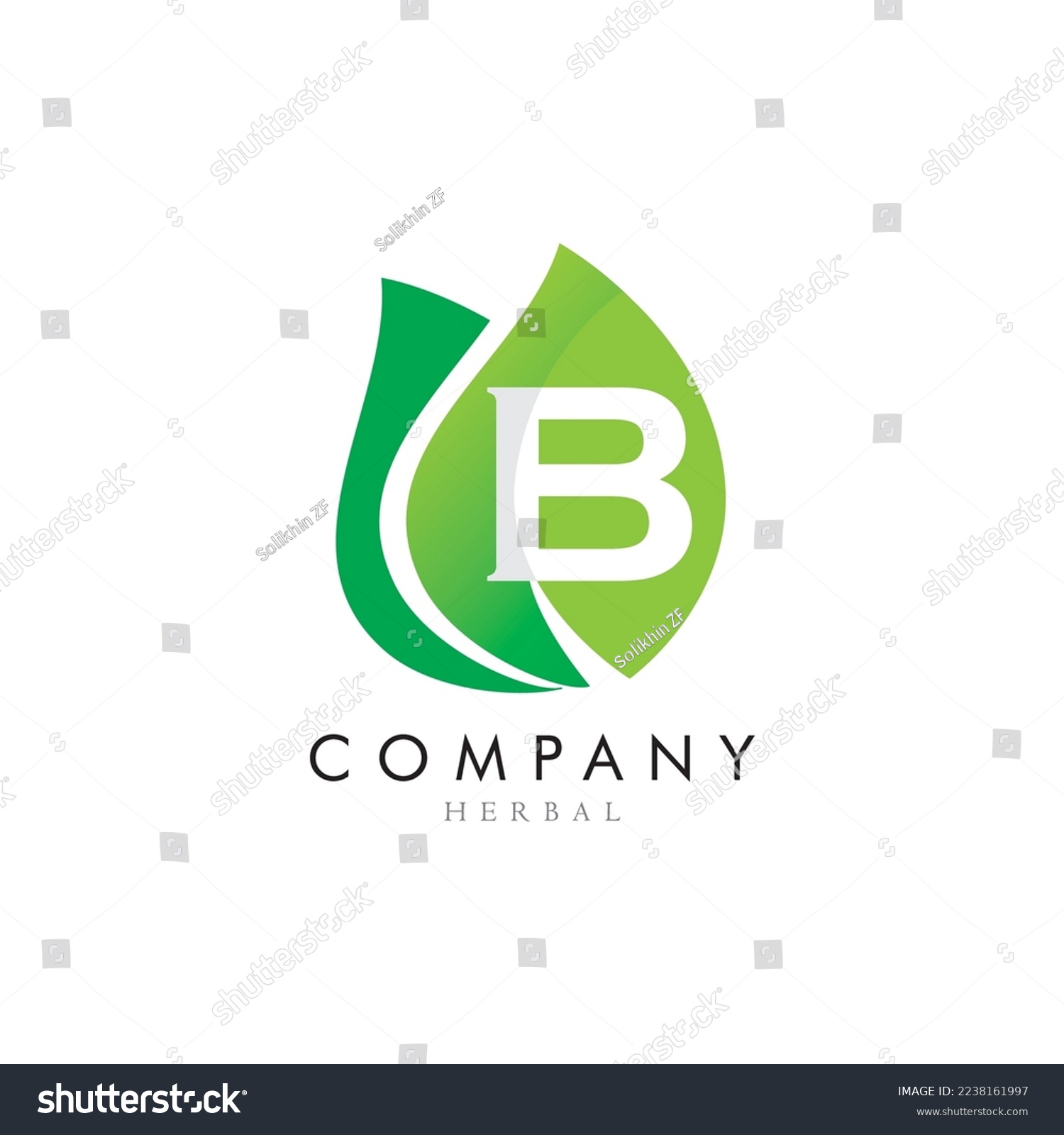 Logo Herbal Huruf B Dengan Simbol Daun Hijau - Royalty Free Stock ...