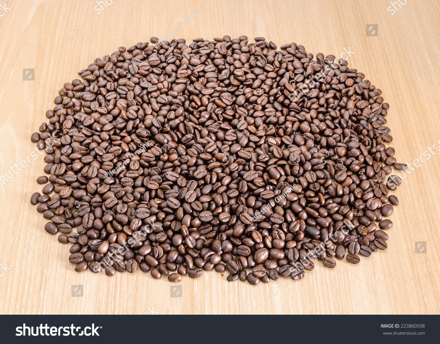 Coffee beans on wooden background. #223860598