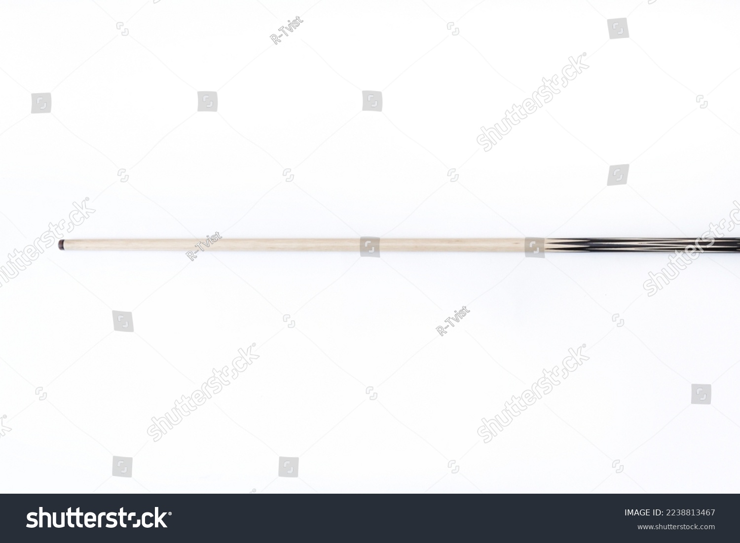 Billiard cues on a white background. Parts of a billiard cue close-up. Live photos of a billiard cue. #2238813467